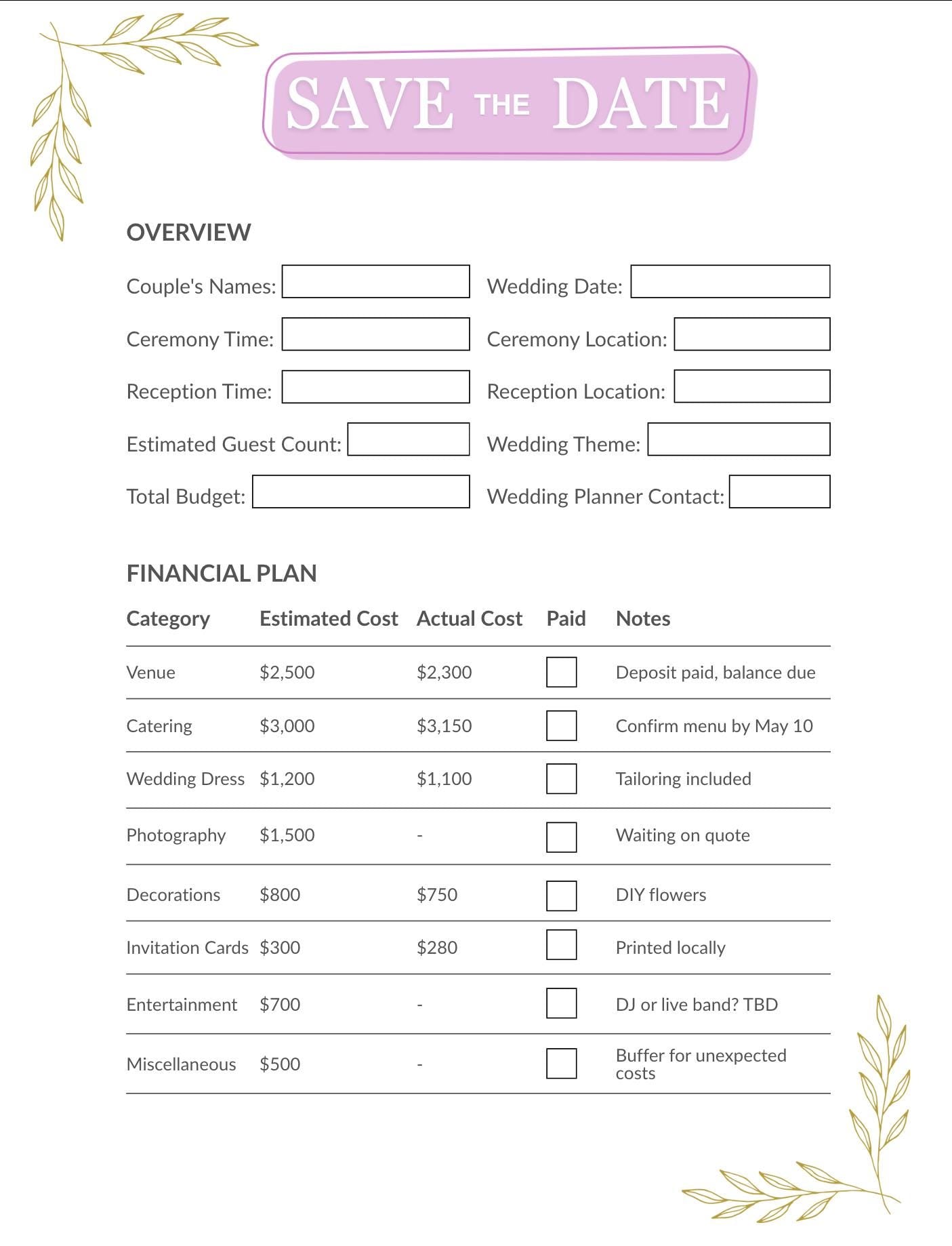 Comprehensive Digital Planner Bundle: Life, Fitness, Budget, Wedding & Meal Templates (Editable in Canva)