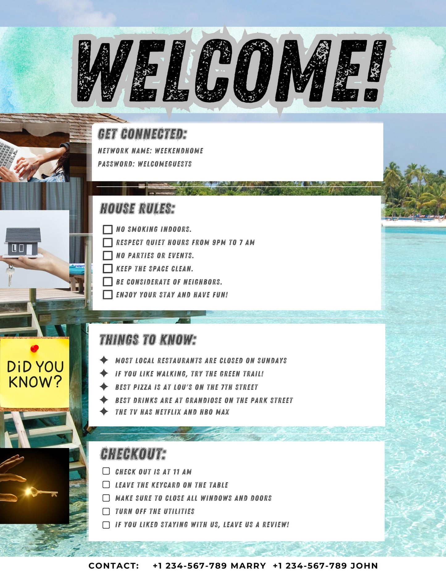 Airbnb Host Printable Bundle: Modern, Beach & Rustic Digital Templates for Vacation Rentals