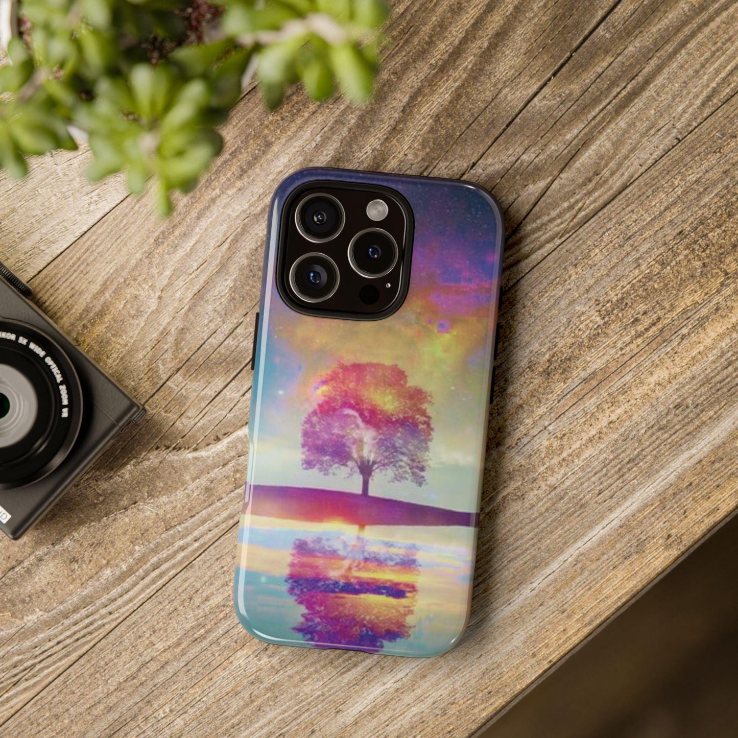 Cosmic Aurora Tree Phone Case: Northern Lights Galaxy Design for Night Sky Lovers