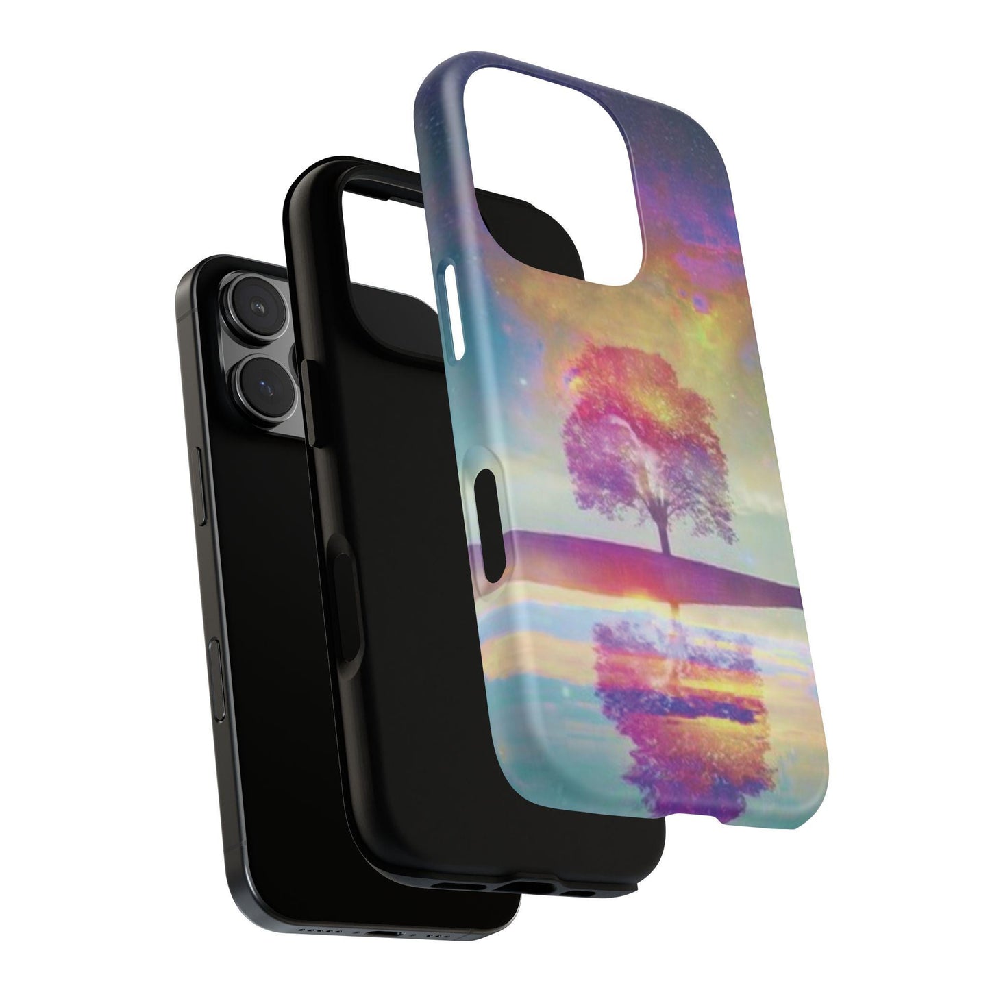 Cosmic Aurora Tree Phone Case: Northern Lights Galaxy Design for Night Sky Lovers