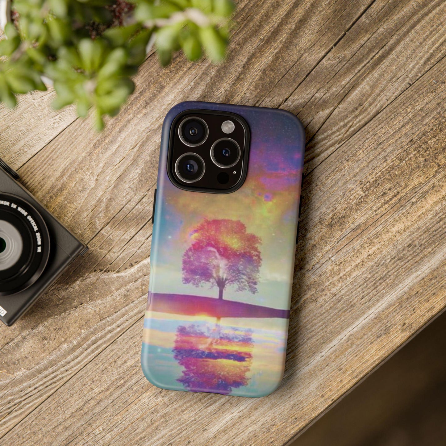 Cosmic Aurora Tree Phone Case: Northern Lights Galaxy Design for Night Sky Lovers