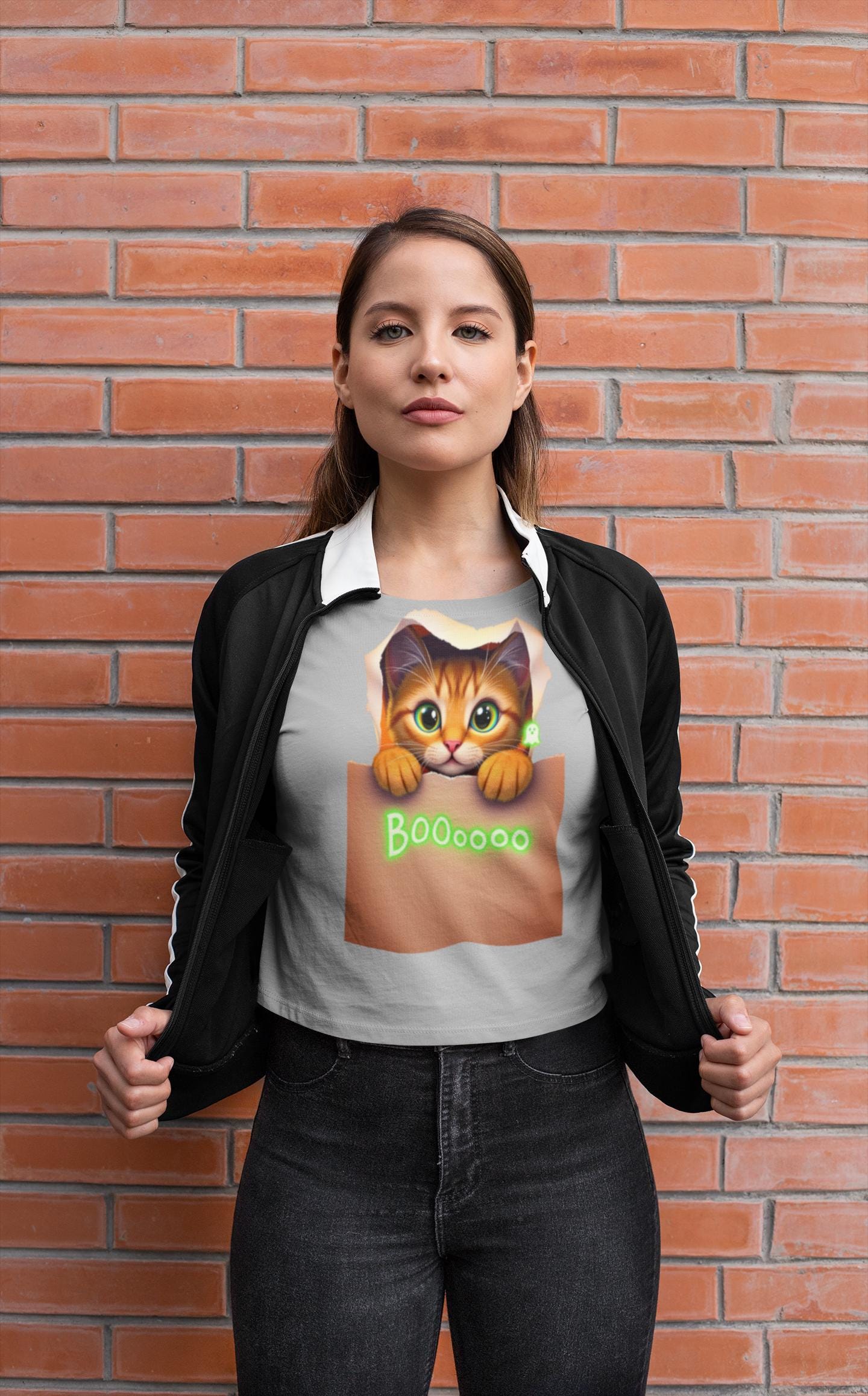 Cute Cat-Themed Cropped T-Shirt for Cat Lovers, Perfect for Casual Wear, Birthday Gifts, Animal Lovers, Cozy Vibe