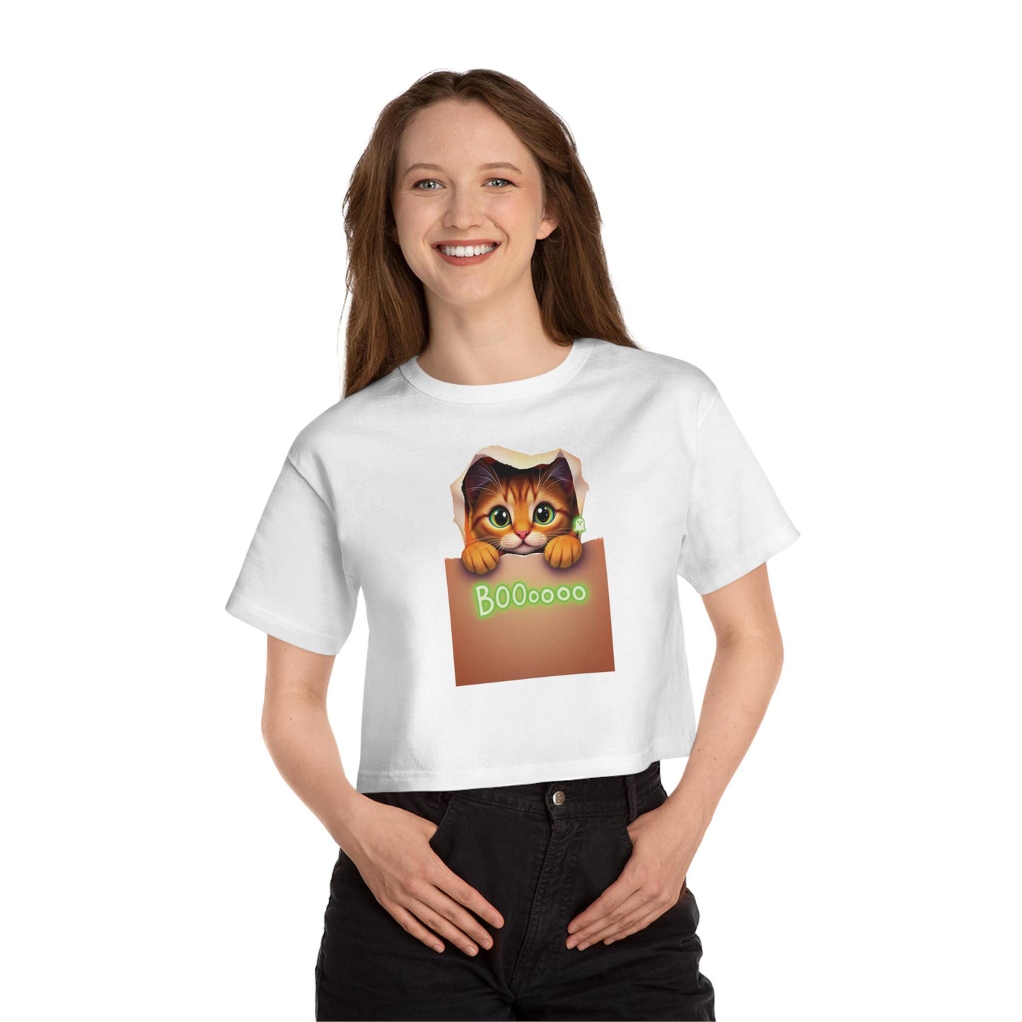 Cute Cat-Themed Cropped T-Shirt for Cat Lovers, Perfect for Casual Wear, Birthday Gifts, Animal Lovers, Cozy Vibe