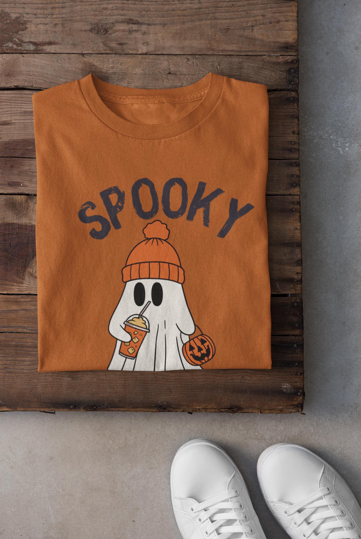 Spooky Ghost Graphic Tee: Unisex Halloween Cotton Shirt