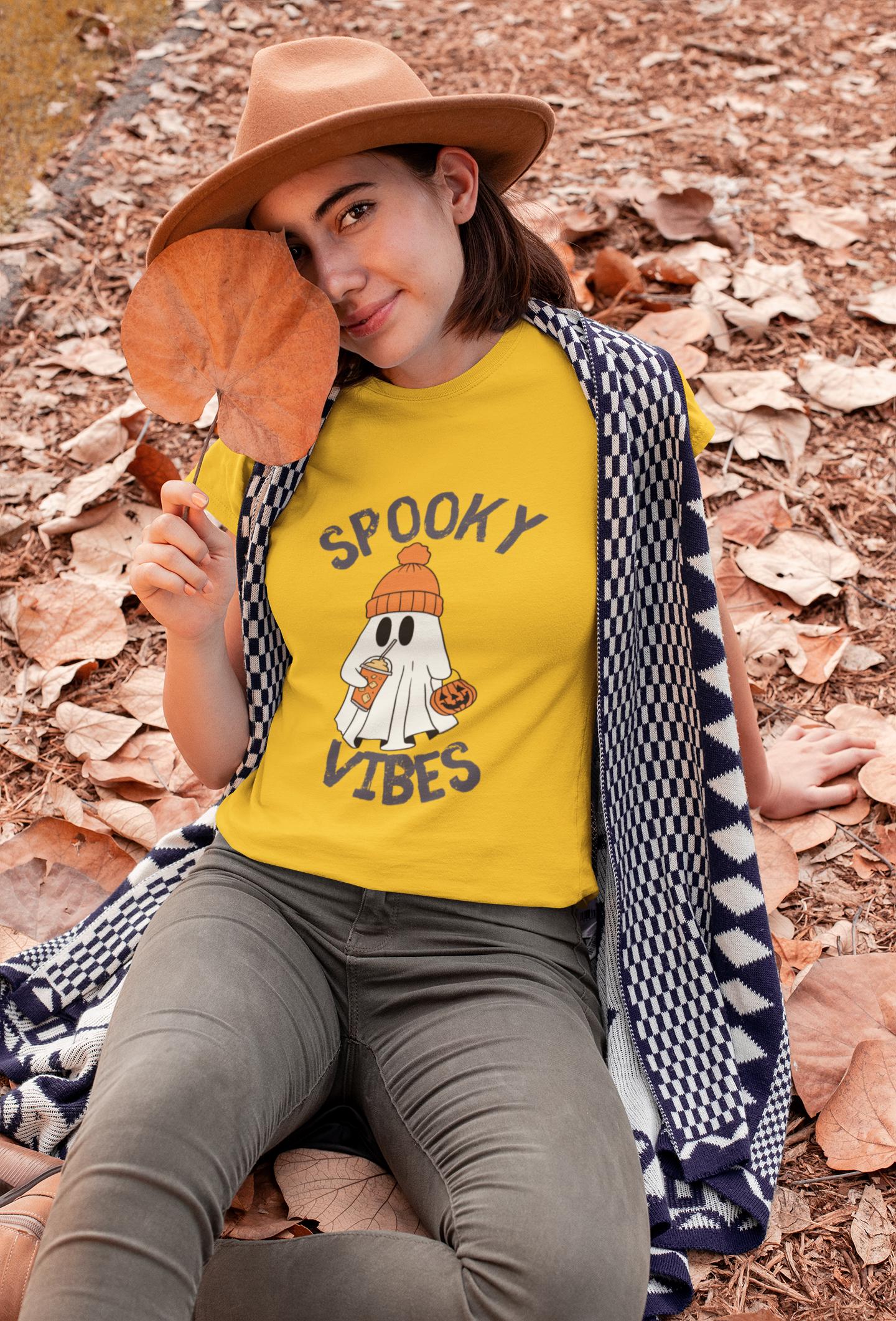 Spooky Ghost Graphic Tee: Unisex Halloween Cotton Shirt