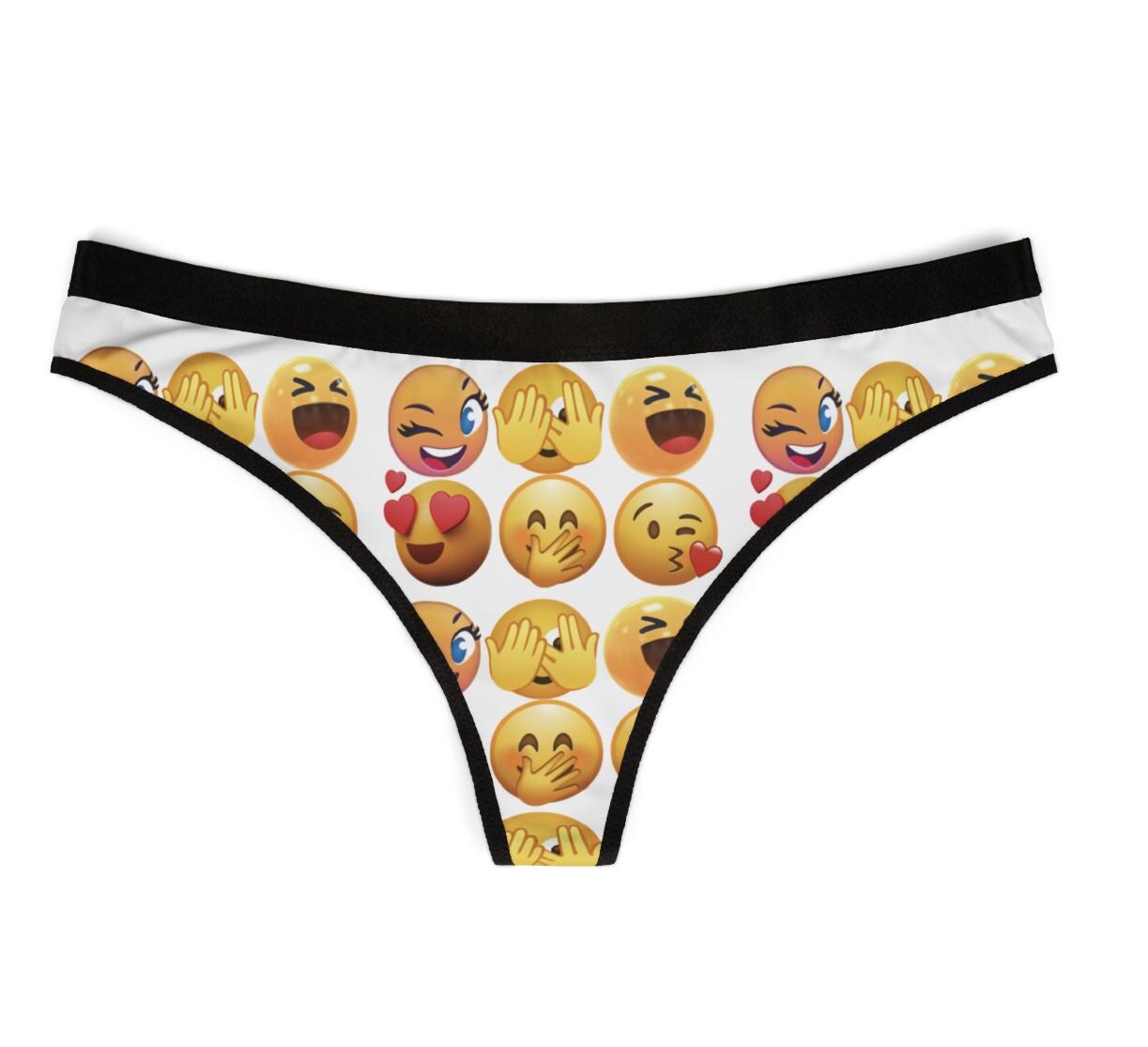 EMOJI Novelty Women's Panties, Fun Quirky, Yellow Seamless Thong, Underwear, Emoji fans. New Variation- 4 Different Colors to Choose From!!