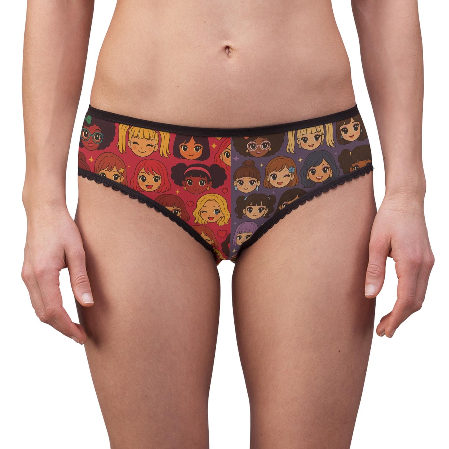 Cartoon Girl Face Panties: Fun High-Waist Underwear