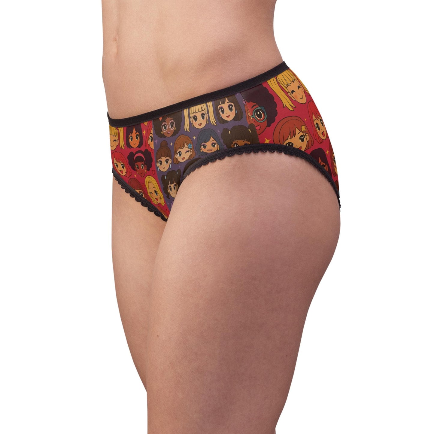 Cartoon Girl Face Panties: Fun High-Waist Underwear