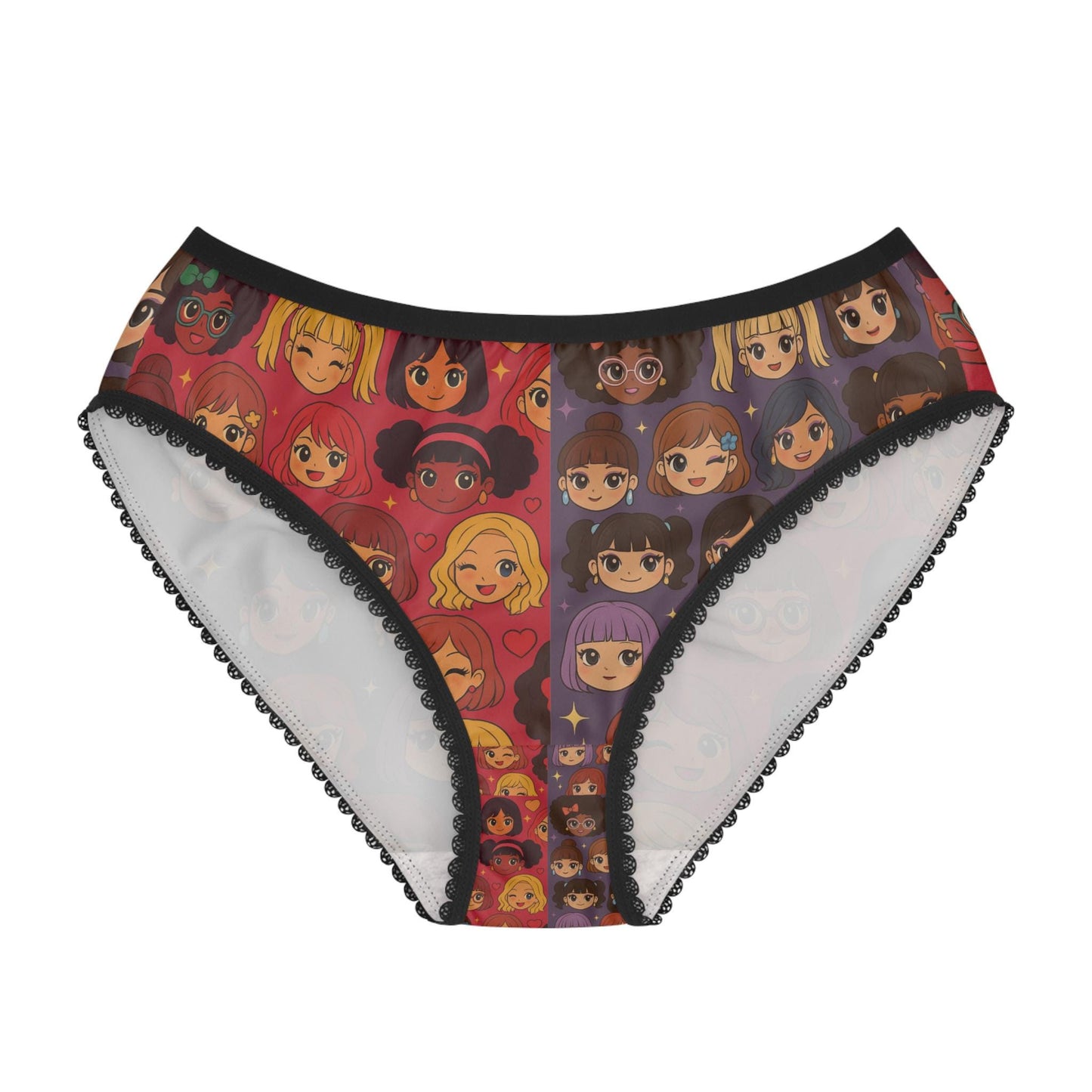 Cartoon Girl Face Panties: Fun High-Waist Underwear