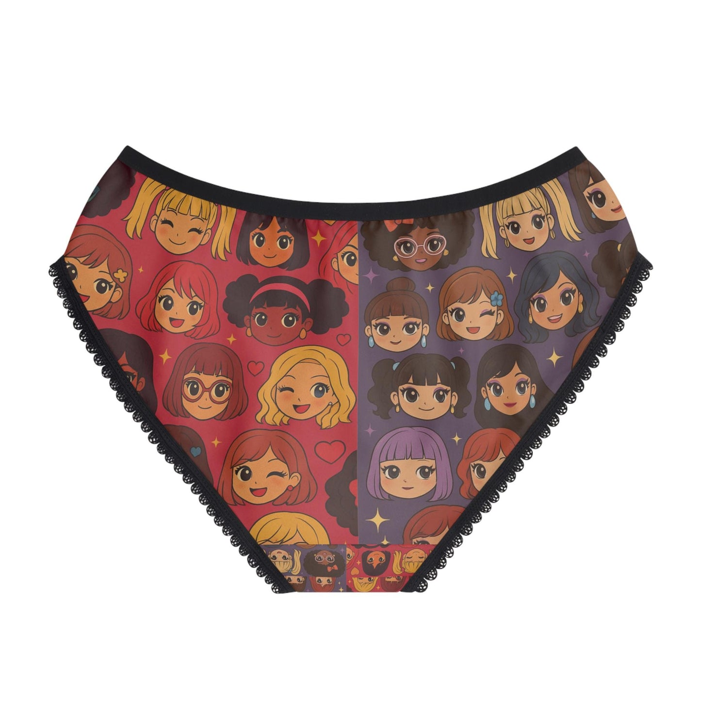 Cartoon Girl Face Panties: Fun High-Waist Underwear