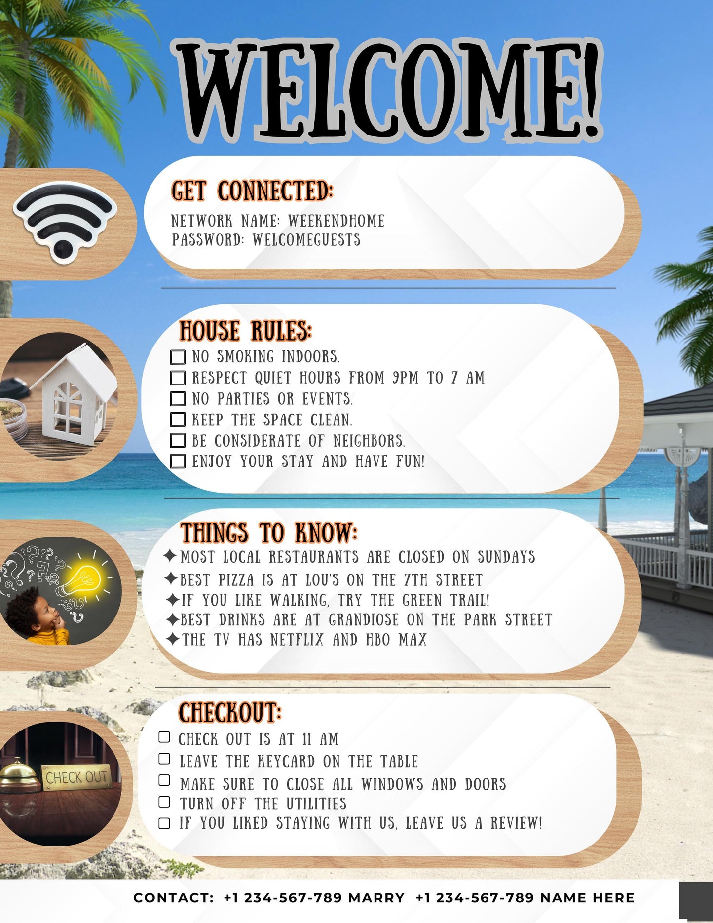 Airbnb Host Printable Bundle: Modern, Beach & Rustic Digital Templates for Vacation Rentals