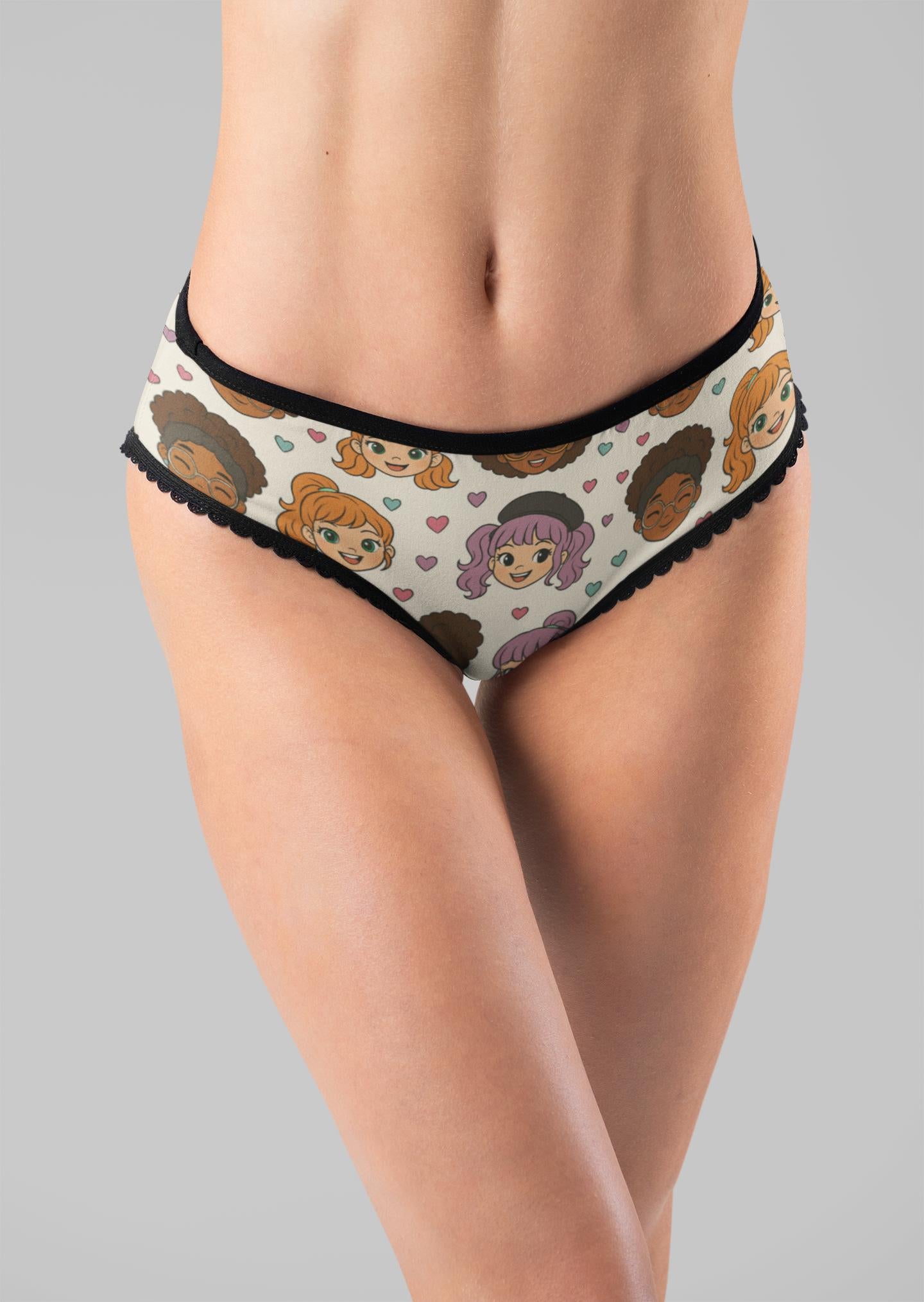 Kawaii Anime Doll Face Underwear: Cute Otaku Girl Lingerie, Bold Cartoon Panties, Nerdy Cosplay Gift