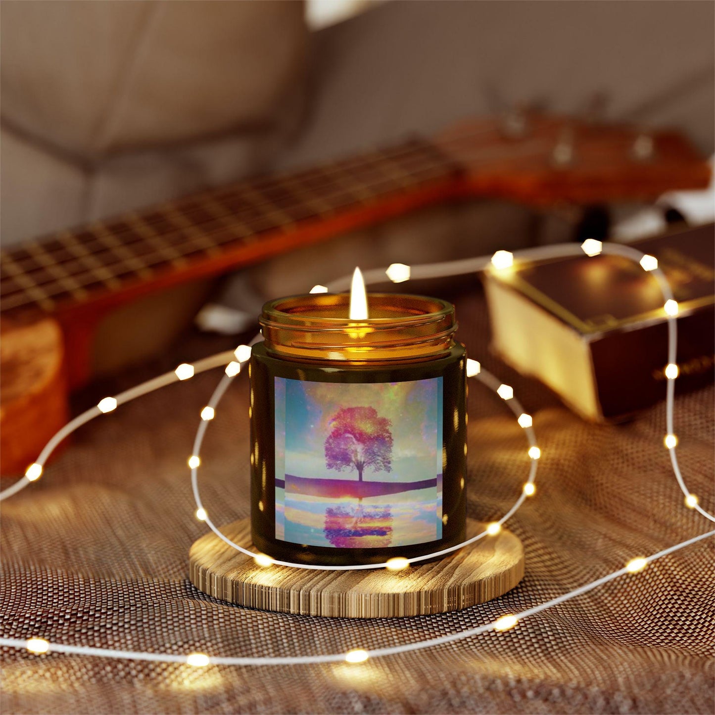 Eco-Friendly Cinnamon Chai Aromatherapy Candle with Celestial Astronomy Art Design for Home Decor