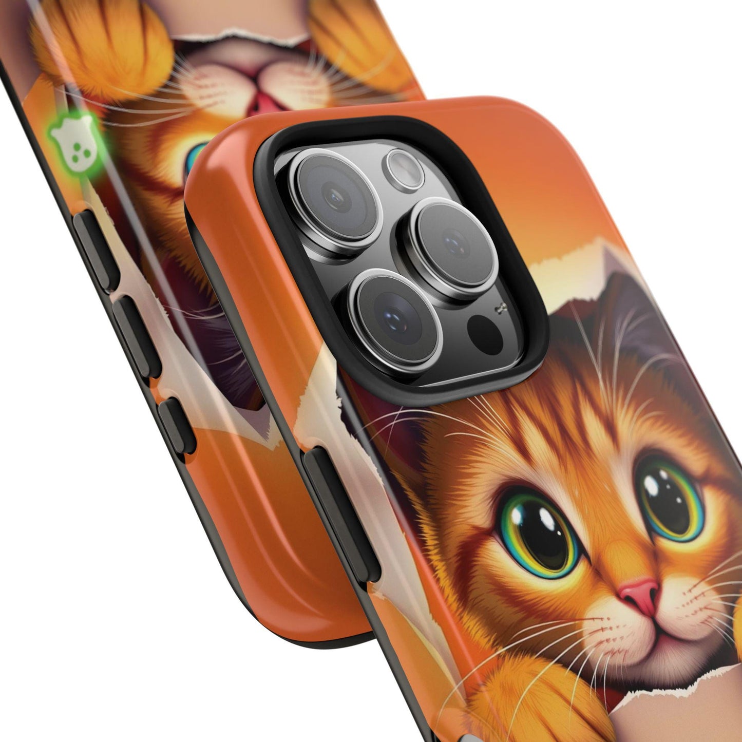 Luminous Halloween Cat Phone Case: Glowing Orange Tabby Design for iPhone & Samsung