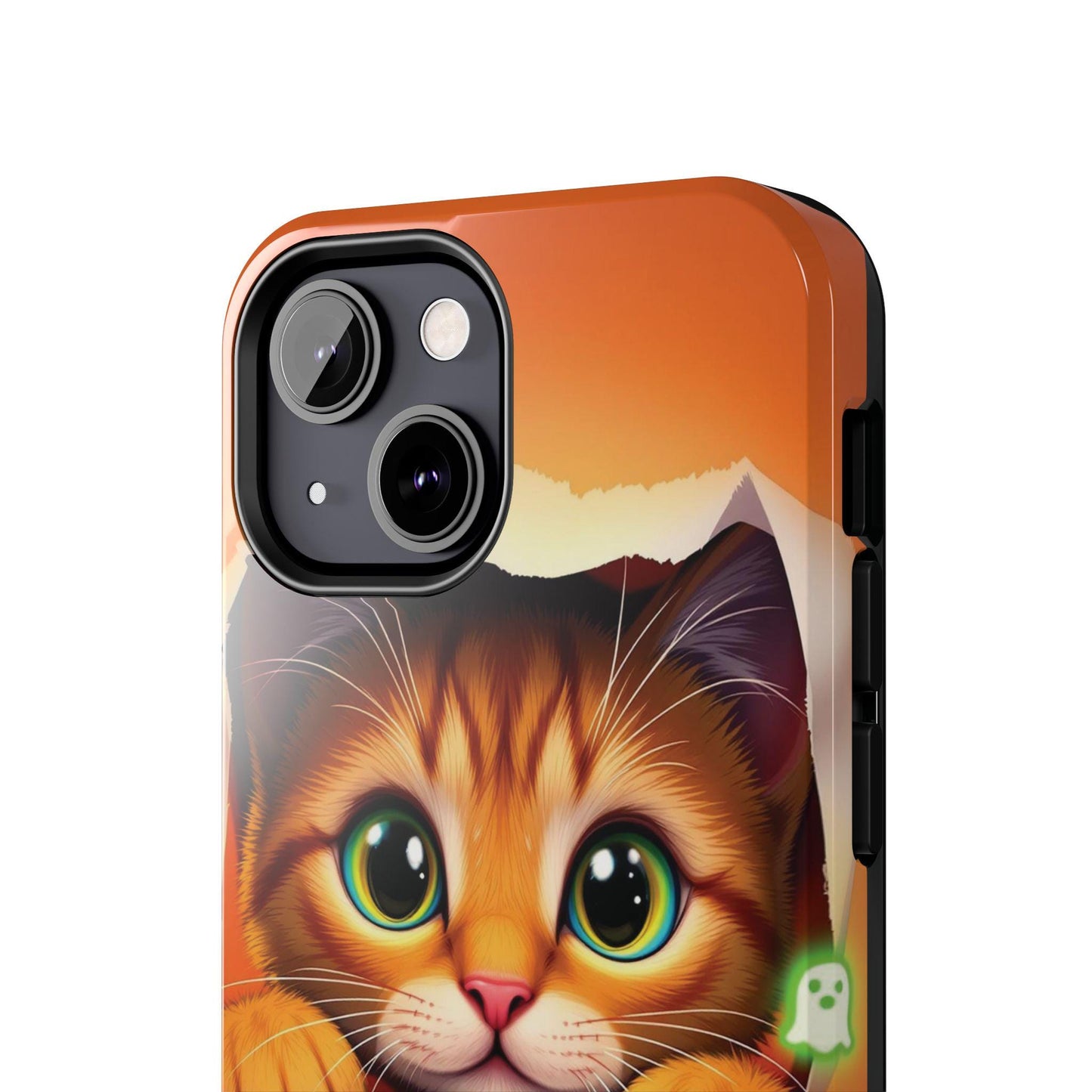 Luminous Halloween Cat Phone Case: Glowing Orange Tabby Design for iPhone & Samsung