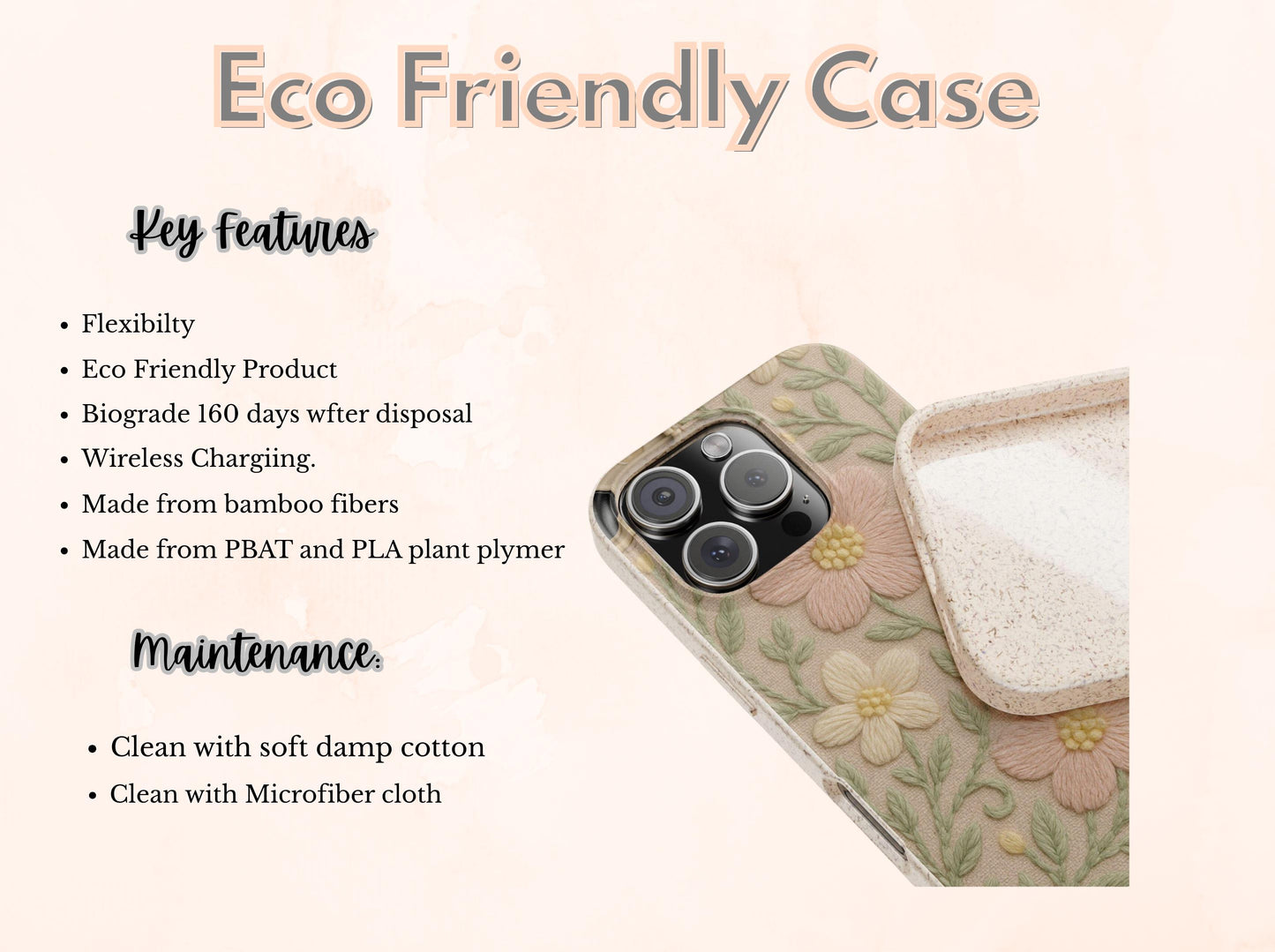 Eco Friendly Kittens in a basket with yarn. Adorable Eco Phone Case for Cat lovers