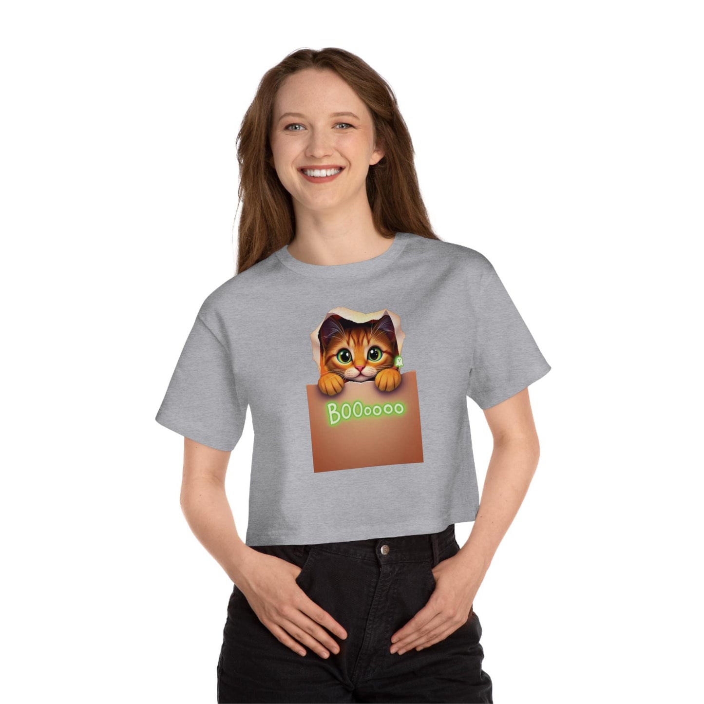 Cute Cat-Themed Cropped T-Shirt for Cat Lovers, Perfect for Casual Wear, Birthday Gifts, Animal Lovers, Cozy Vibe
