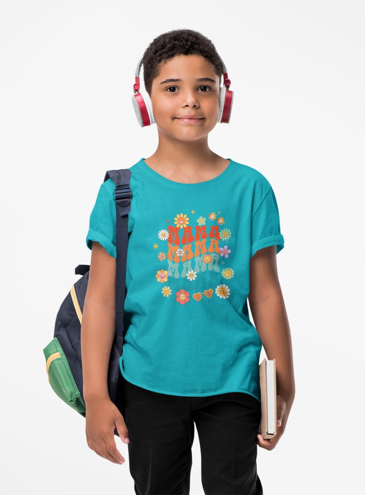 Children's Floral Graphic Tee: Cotton Back-to-School Shirt for Boys & Girls, Relaxed Fit Summer Top