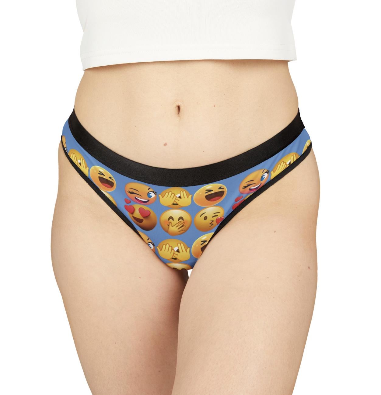 EMOJI Novelty Women's Panties, Fun Quirky, Yellow Seamless Thong, Underwear, Emoji fans. New Variation- 4 Different Colors to Choose From!!