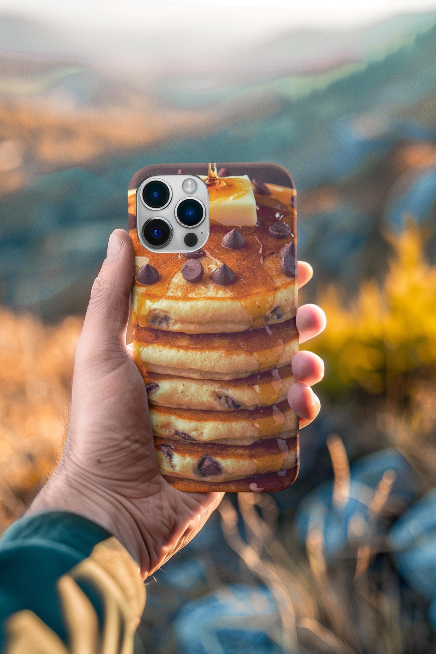Chocolate Chip Pancake iPhone Case: Foodie Phone Cover for iPhone 16-14