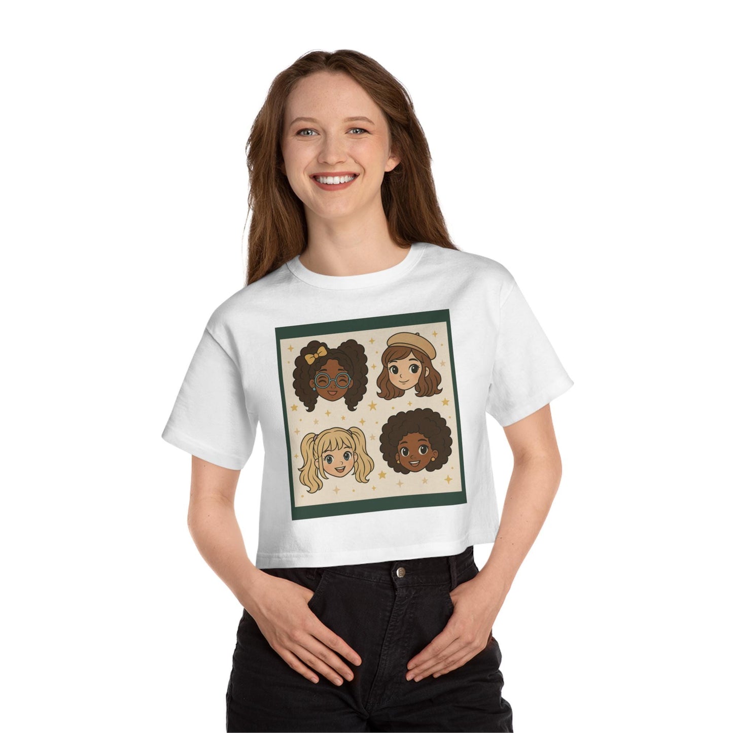 Kawaii Anime Girl Cropped Tee - Cute Cartoon Graphic T-Shirt for Women, Otaku Streetwear Gift
