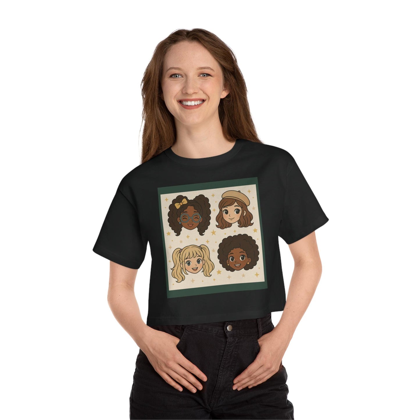 Kawaii Anime Girl Cropped Tee - Cute Cartoon Graphic T-Shirt for Women, Otaku Streetwear Gift