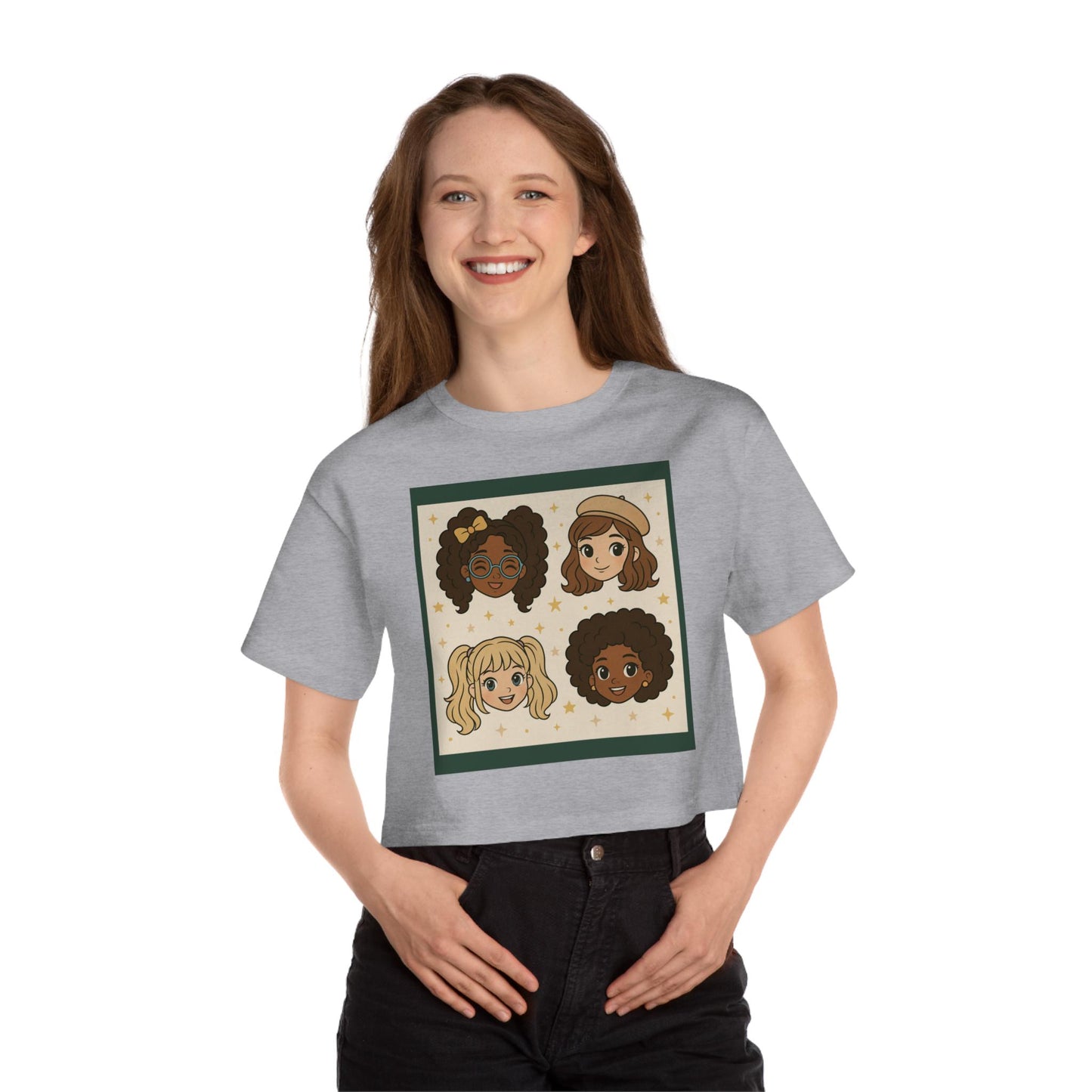 Kawaii Anime Girl Cropped Tee - Cute Cartoon Graphic T-Shirt for Women, Otaku Streetwear Gift