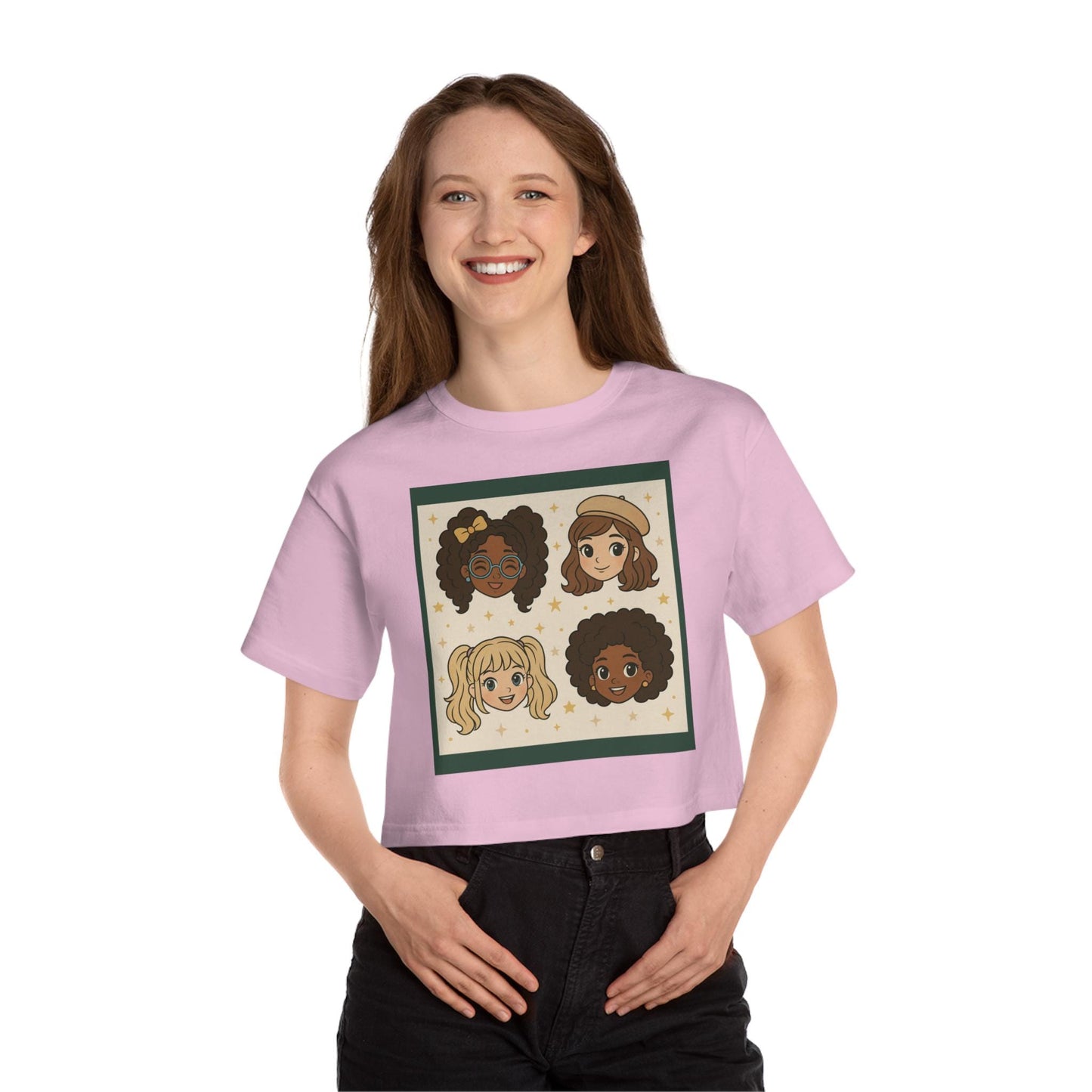 Kawaii Anime Girl Cropped Tee - Cute Cartoon Graphic T-Shirt for Women, Otaku Streetwear Gift