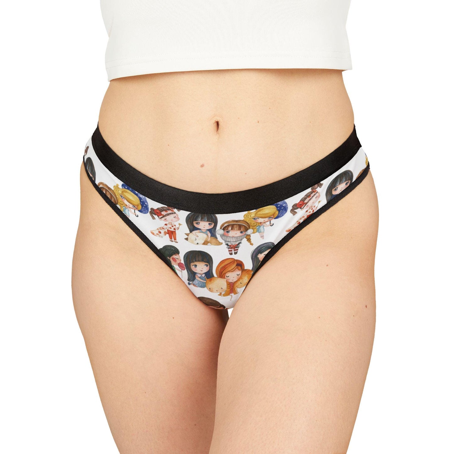 Anime Girl & Puppy Thong: Kawaii Cartoon Panties, Otaku Lingerie, Colorful Underwear Gift