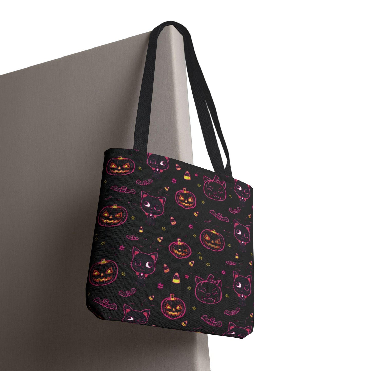 Kawaii Spooky Cat Halloween Tote Bag: Witchy Vibes