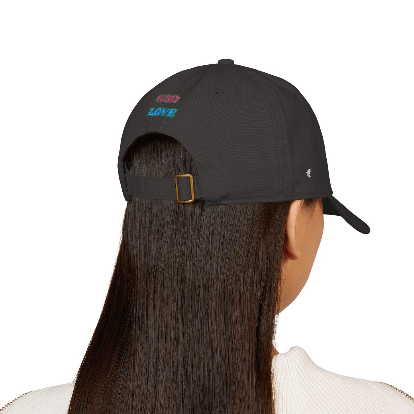 Embroidered 'God is Love' Organic Cotton Baseball Cap - Beige & Navy