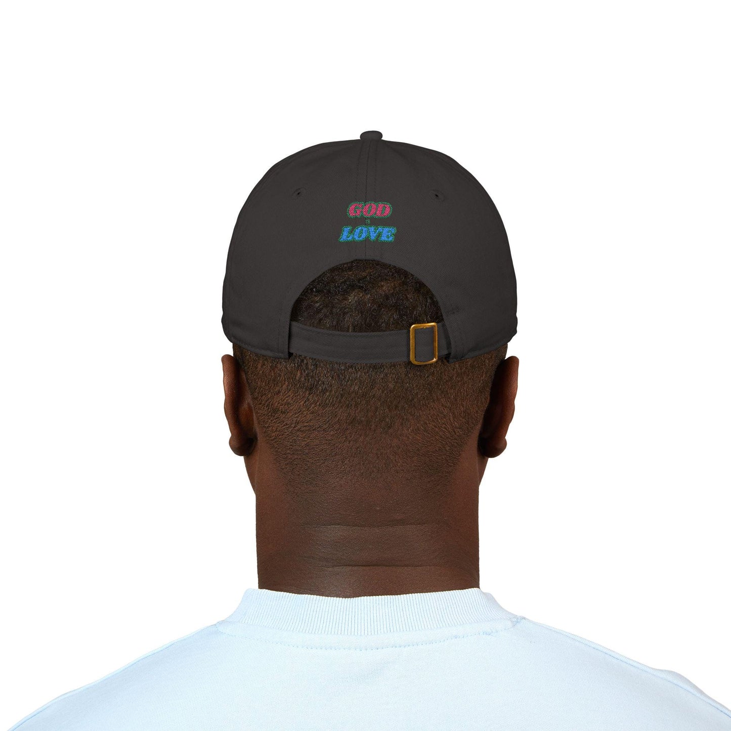 Embroidered 'God is Love' Organic Cotton Baseball Cap - Beige & Navy