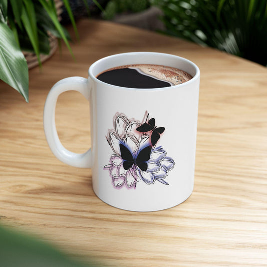 Bohemian Floral Ceramic Coffee Mug - Gift for Coffee Lovers