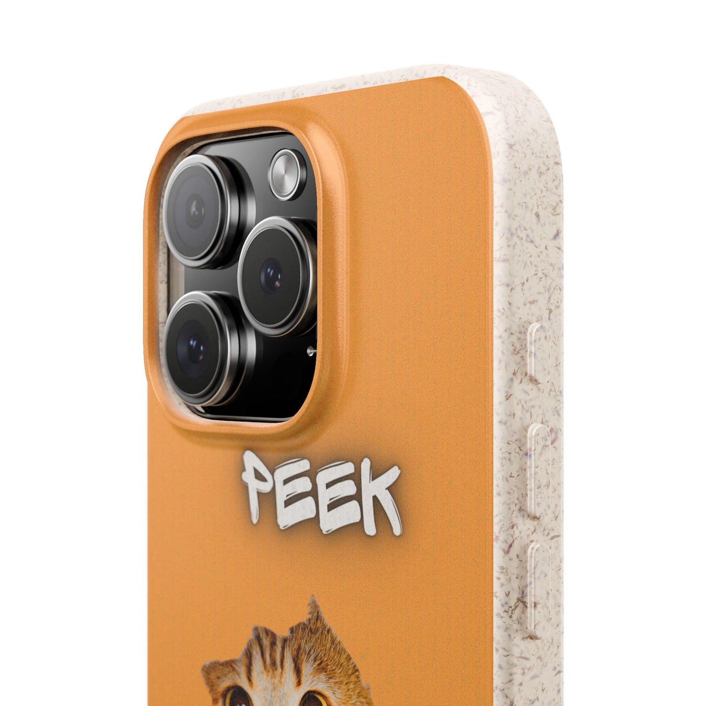 Whimsical Halloween Cat Phone Cover: Peek-a-Boo Orange Feline Design for Pet Lovers
