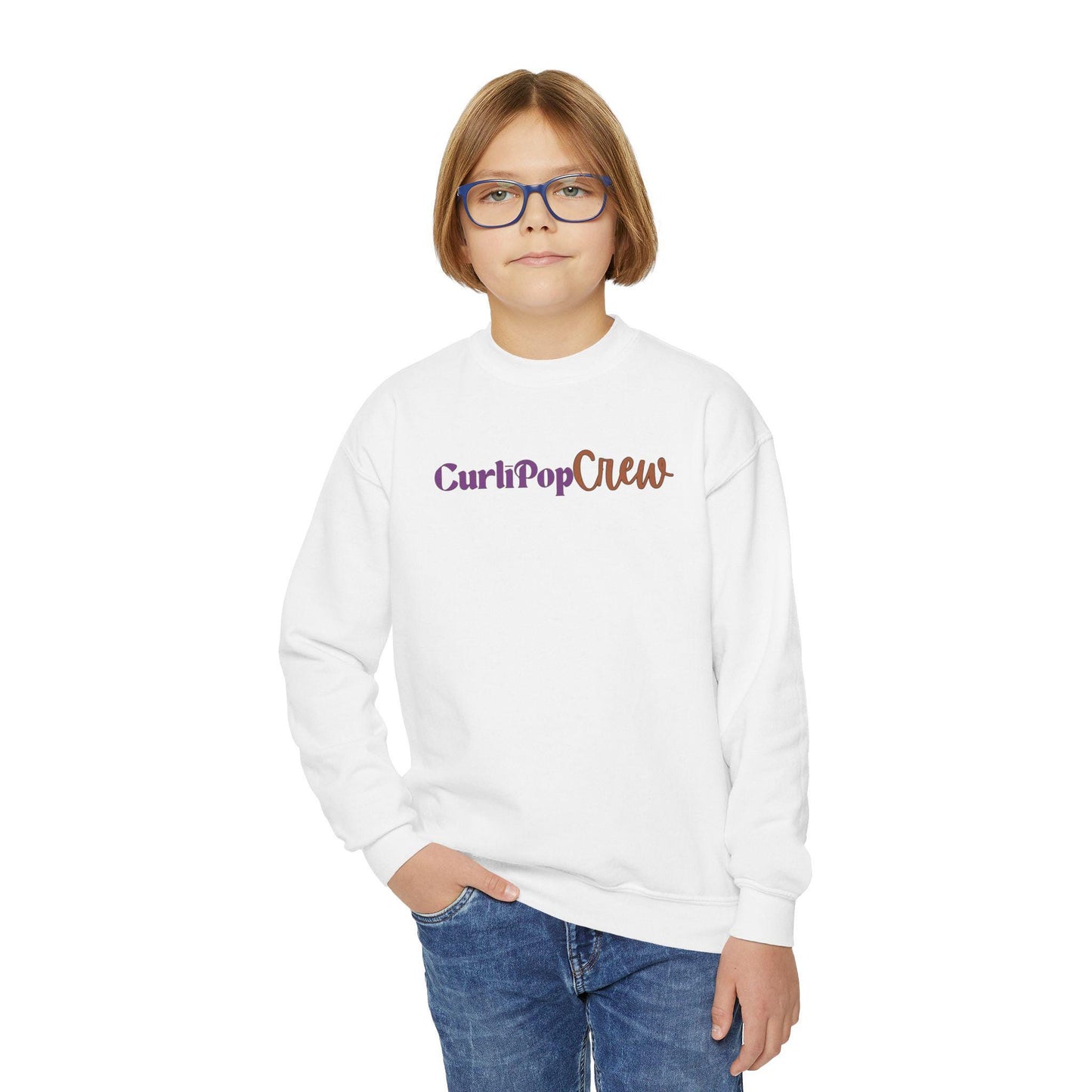 CurliPop Crew Kids Sweatshirt: Curly Hair Dolls, Nerdy Fashion