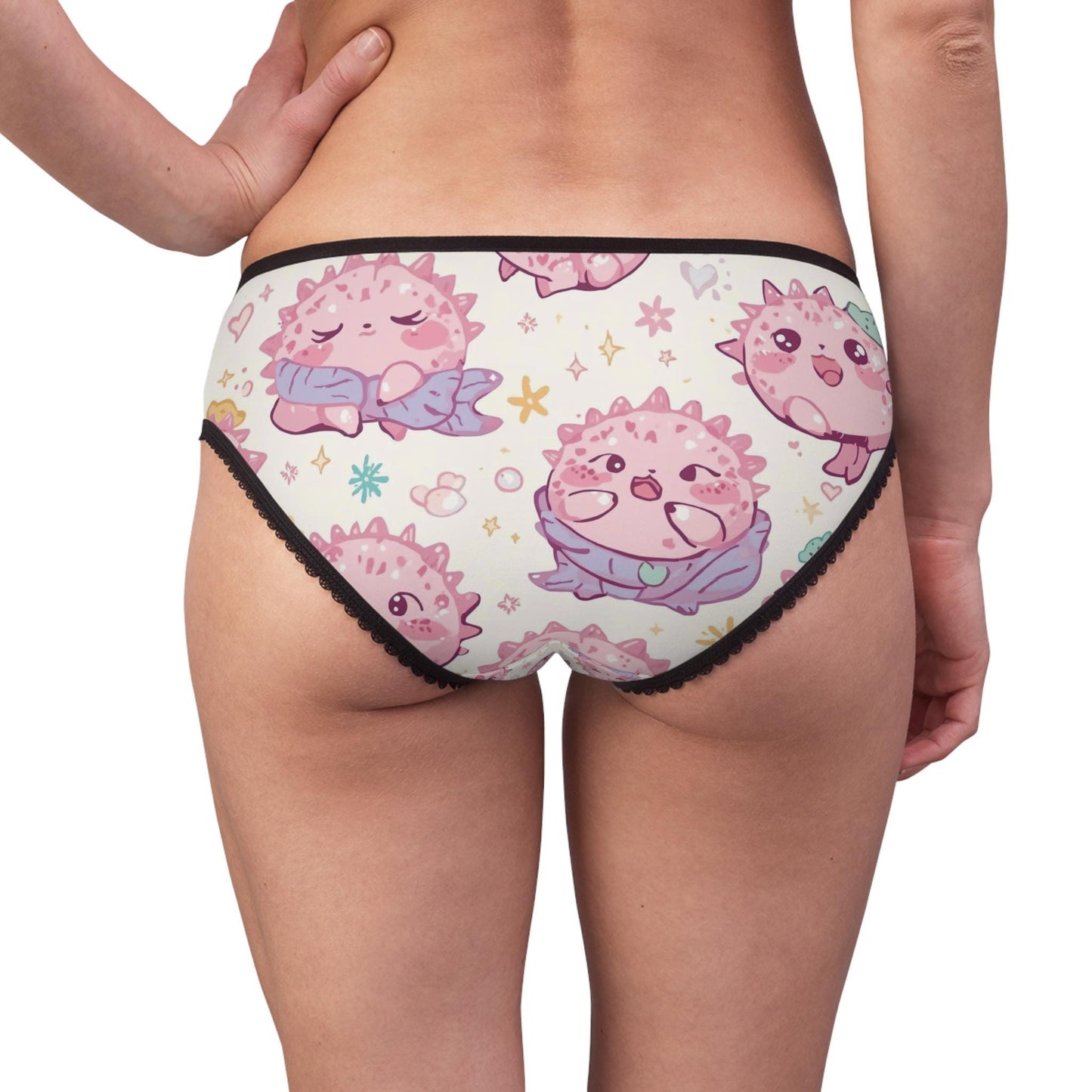 Kawaii Axolotl Panties - Cute Pink Women's Briefs, Pastel Lingerie, Fun Gift for Her, Animal Underwear, Novelty Thong, Comfortable Intimates