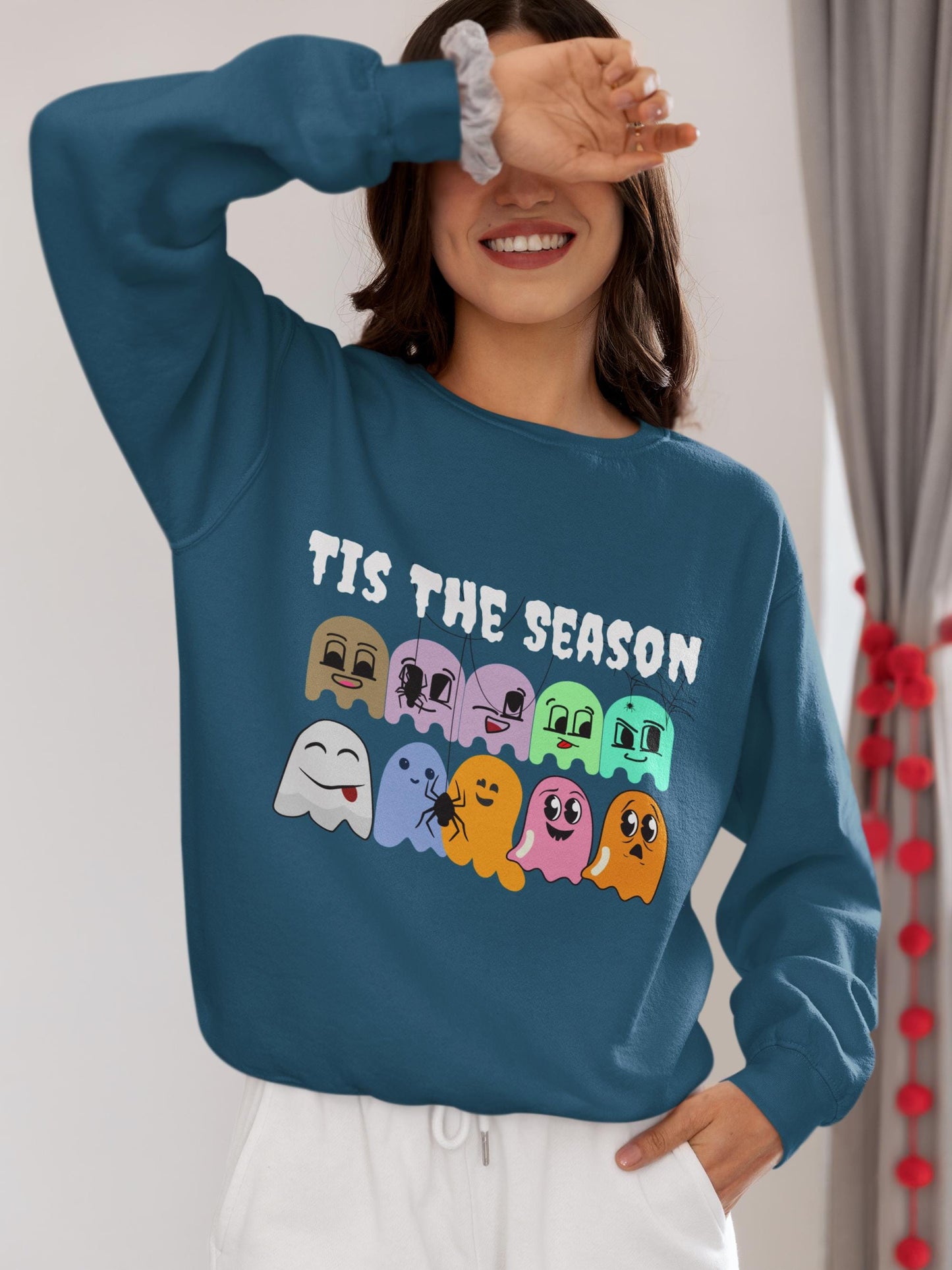 Spooky Season Ghost Sweatshirt: Halloween Fall Fashion Crewneck