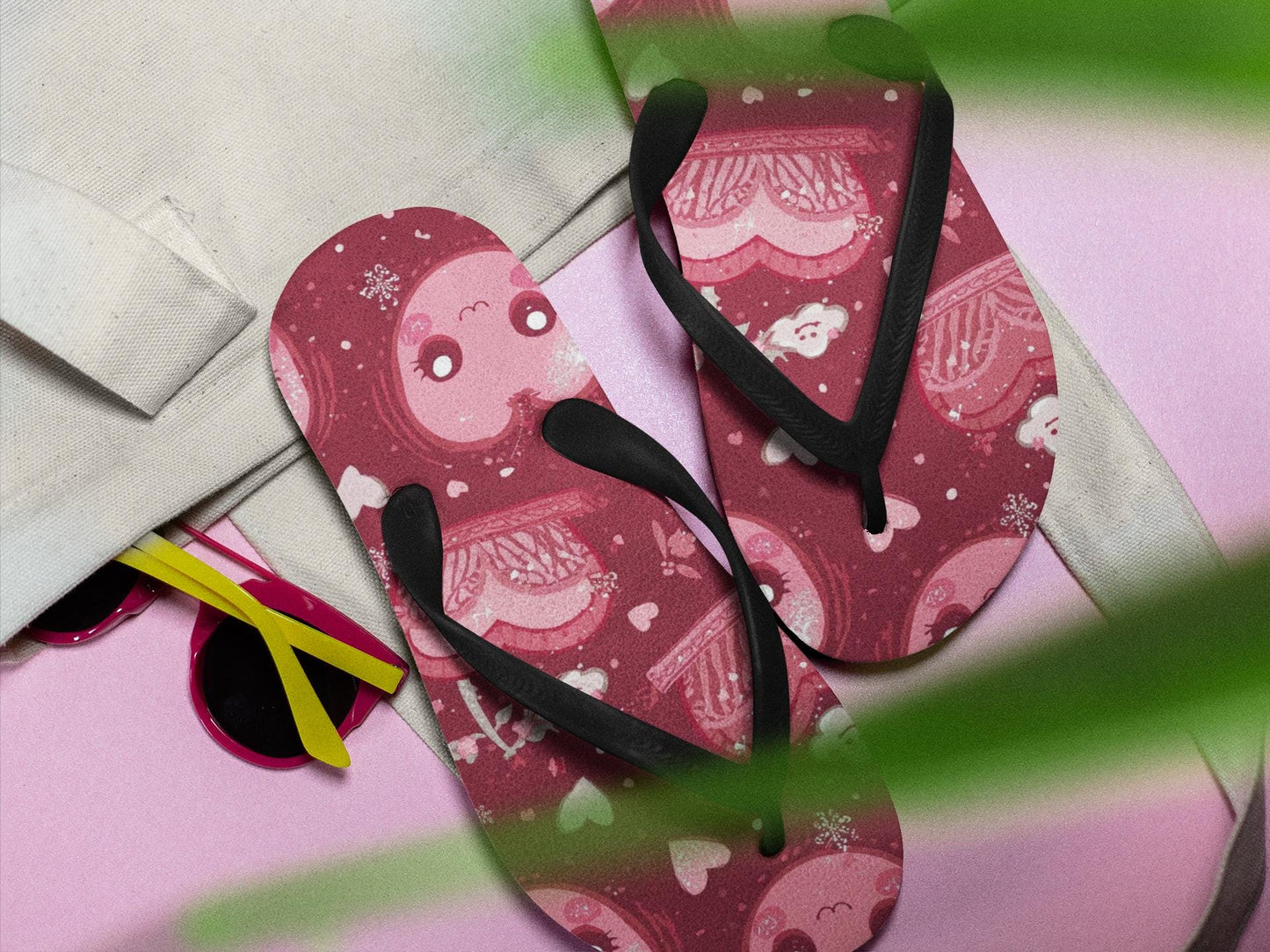 Kawaii Cherry Print Flip Flops: Y2K Harajuku Beach Sandals