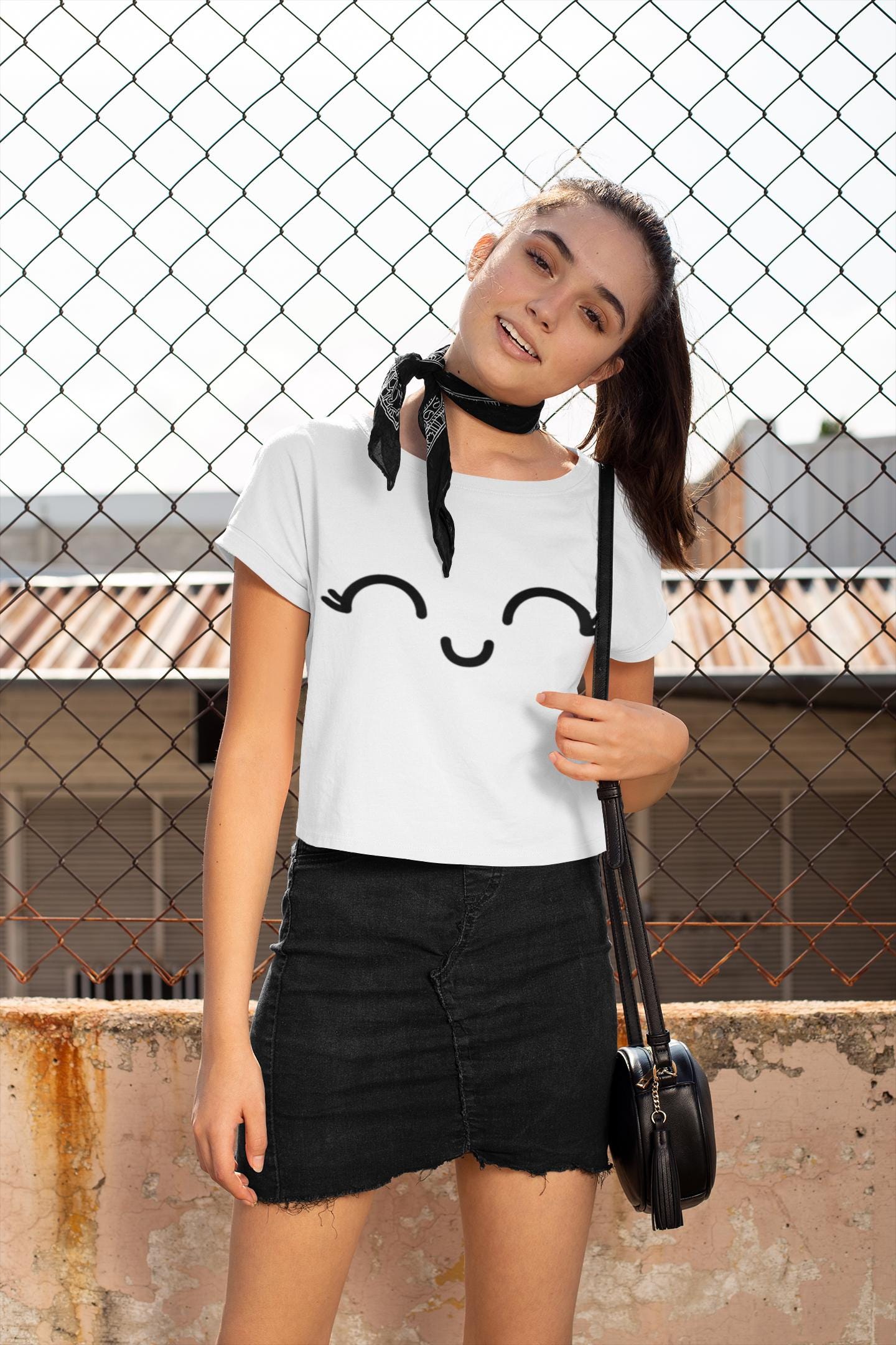 Kawaii Crop Top, Cute & Funny Festival Shirt, Happy Vibes Gift for Her, Flirty Tee, Casual Wear, Matching Kawaii Panties