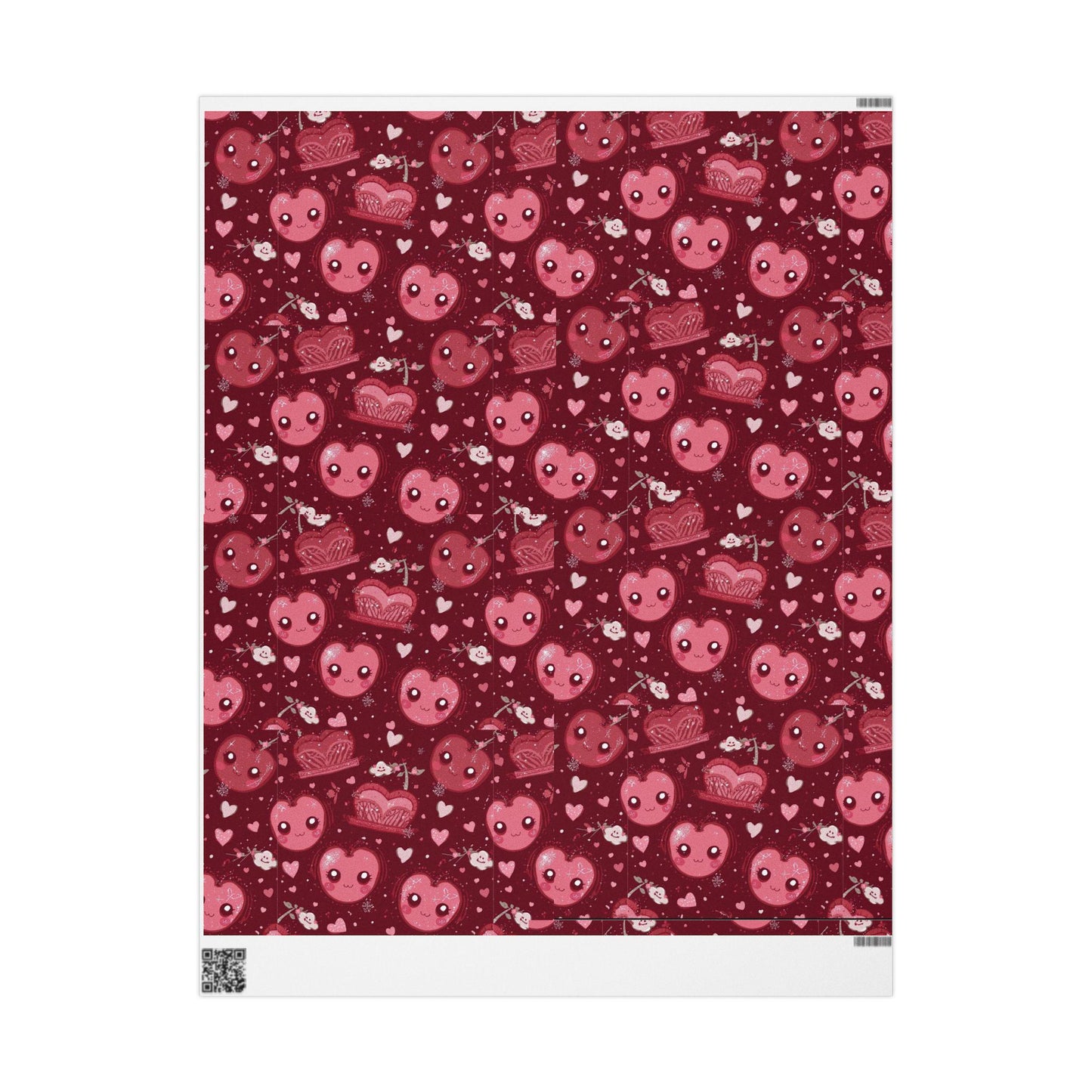 Cherry Red Kawaii Crown Gift Wrapping paper for Holidays or Any Occasion, Cute Present Packaging, Decorative Paper Roll, Birthday,