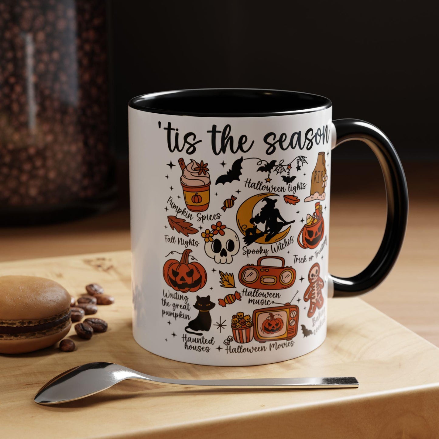 Halloween Vibes Coffee Mug, Spooky Season Drinkware, Gift for Halloween Lovers, Pumpkin Mug, Seasonal Home Decor, TIS The Season