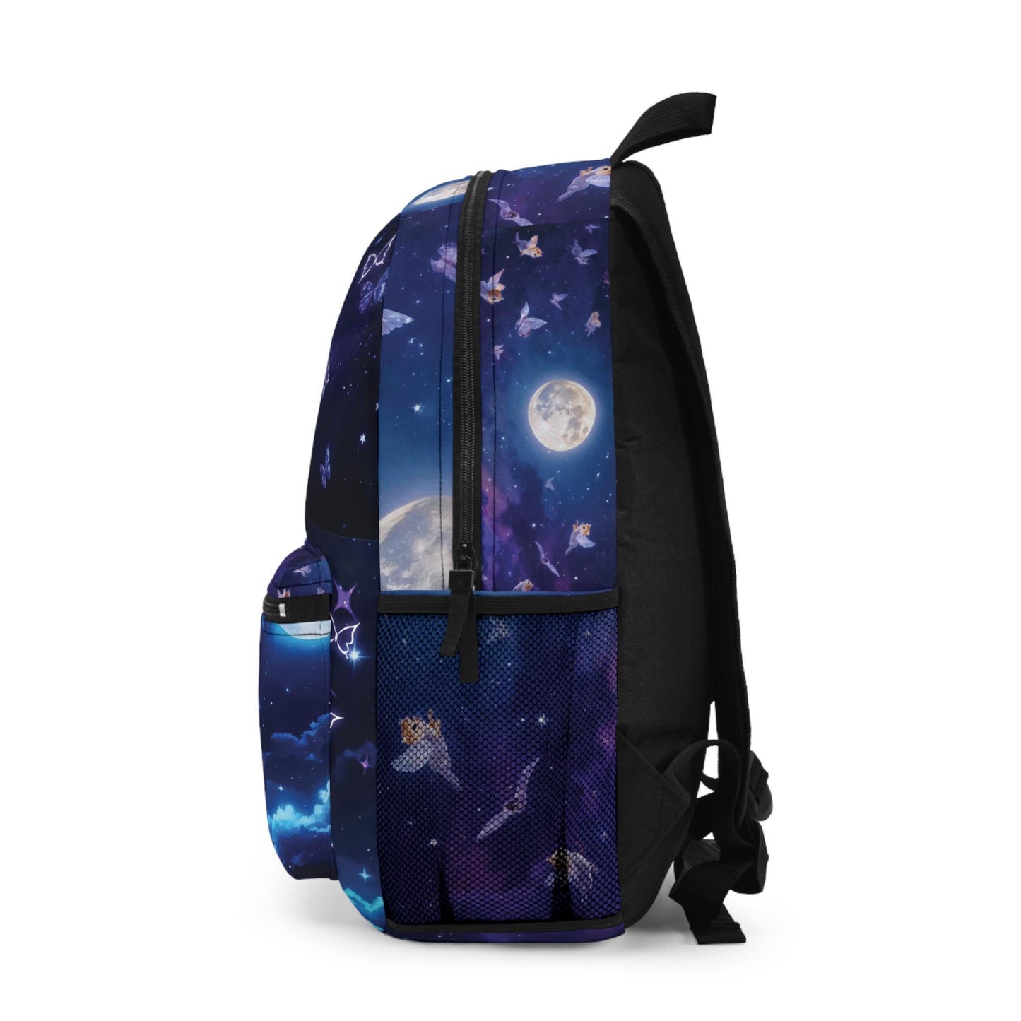 Flying Kittens Backpack: Whimsical Moon & Stars School Bag