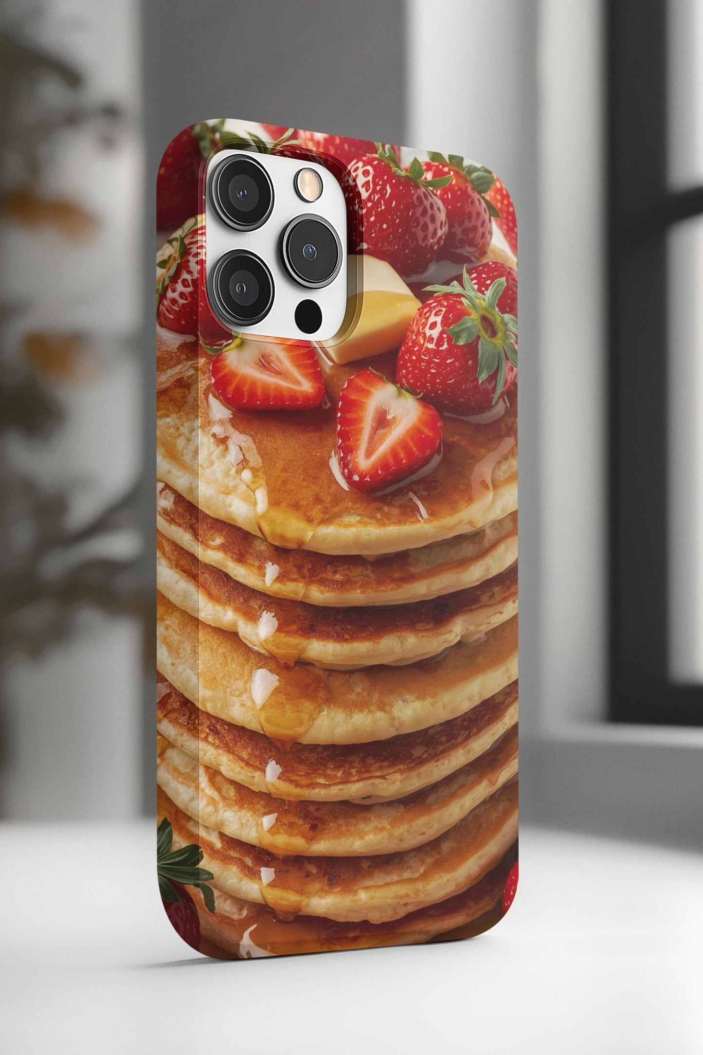 Strawberry Pancake Iphone 16 case. A Berry Cute Breakfast Accessory, Sweet Smartphone for Breakfast Lovers