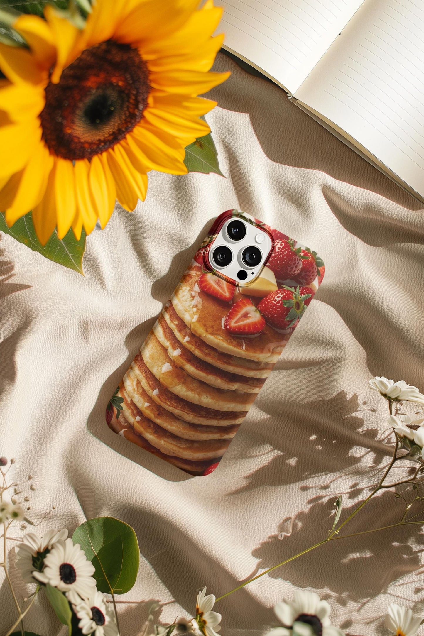 Strawberry Pancake Iphone 16 case. A Berry Cute Breakfast Accessory, Sweet Smartphone for Breakfast Lovers