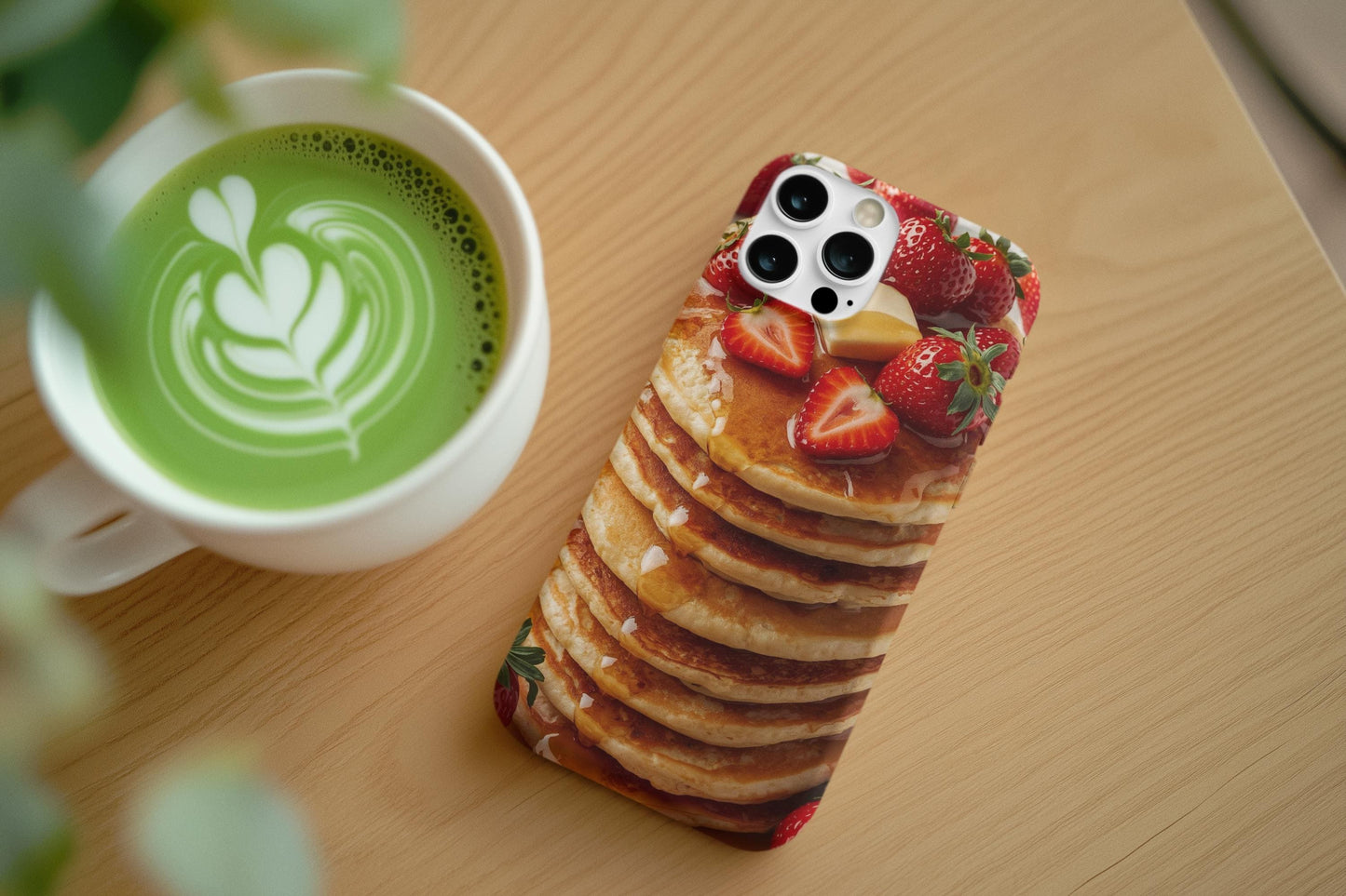 Strawberry Pancake Iphone 16 case. A Berry Cute Breakfast Accessory, Sweet Smartphone for Breakfast Lovers