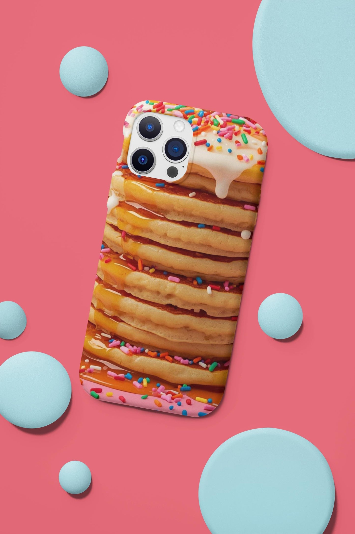 Colorful Confetti Pancake iPhone 14 Case: Unique Foodie Gift for Teens, Fun Phone Accessory