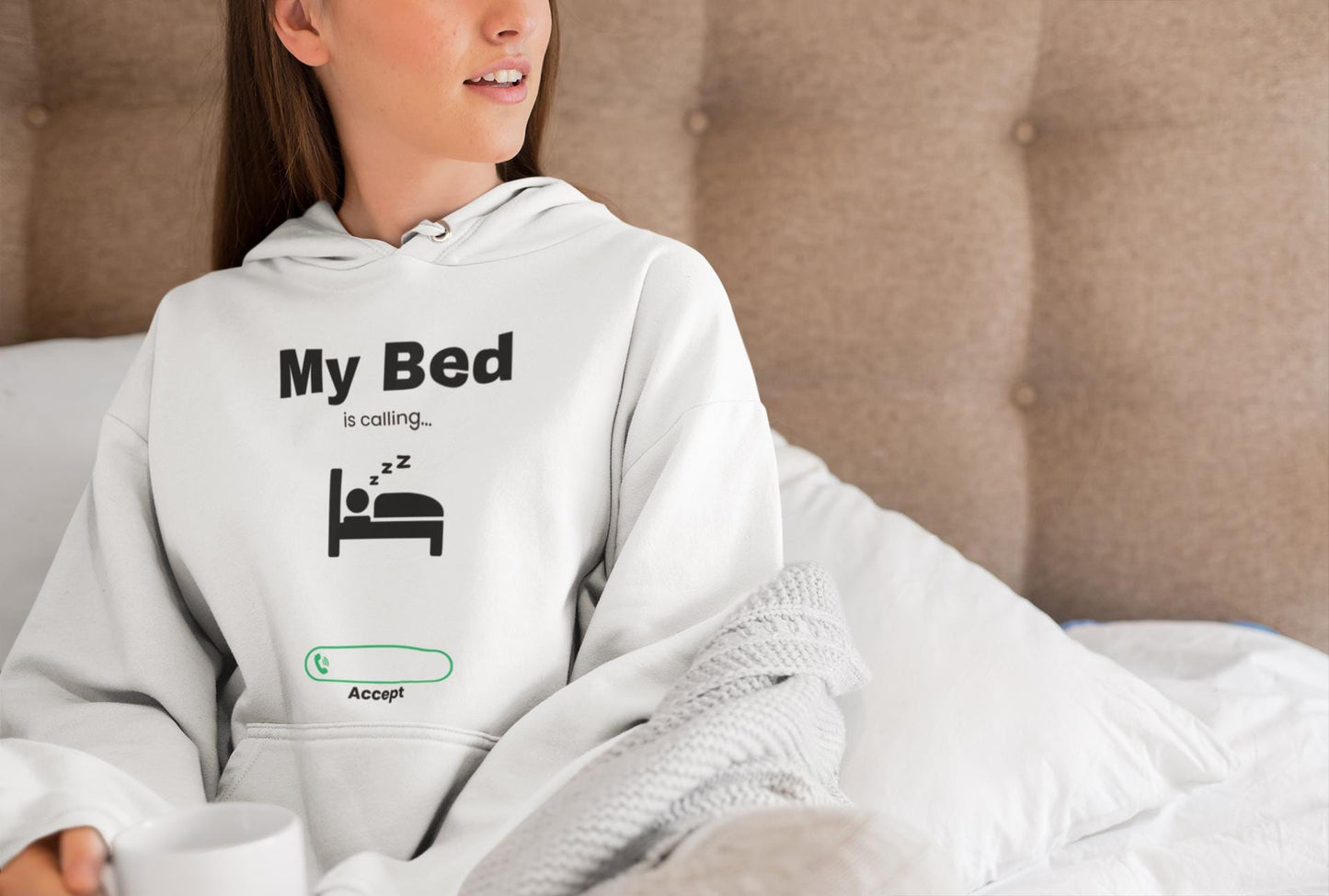 My Bed is Calling Hoodie: Funny Sleep Lover Pullover - Fall Colors