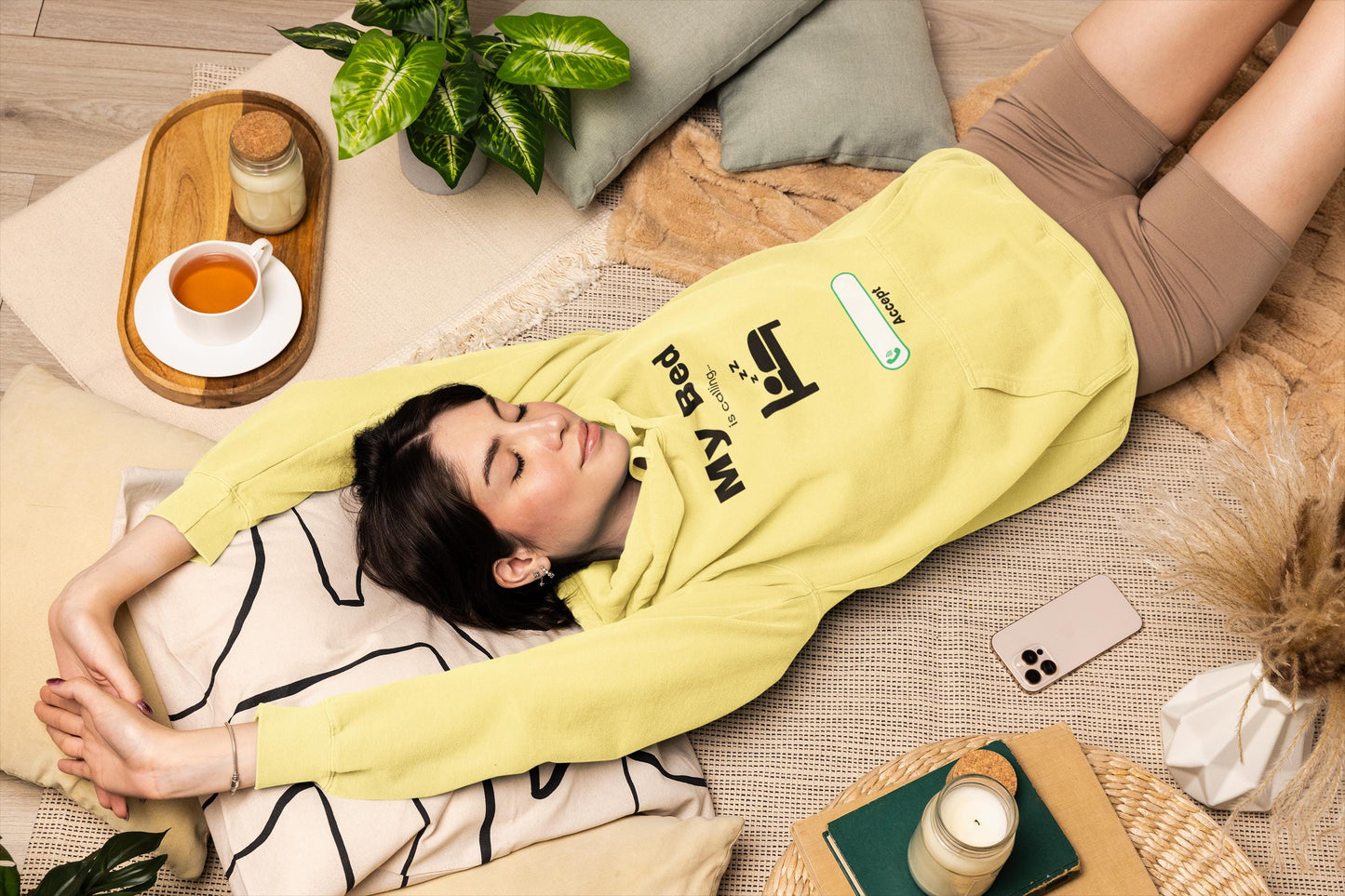 My Bed is Calling Hoodie: Funny Sleep Lover Pullover - Fall Colors