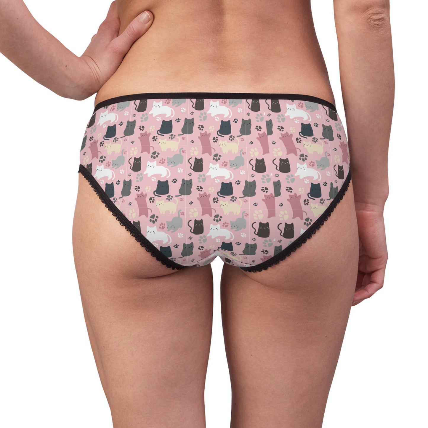 Adorable Pastel Cat Print Underwear: Comfy Kawaii Briefs for Women, Cute Lingerie Gift
