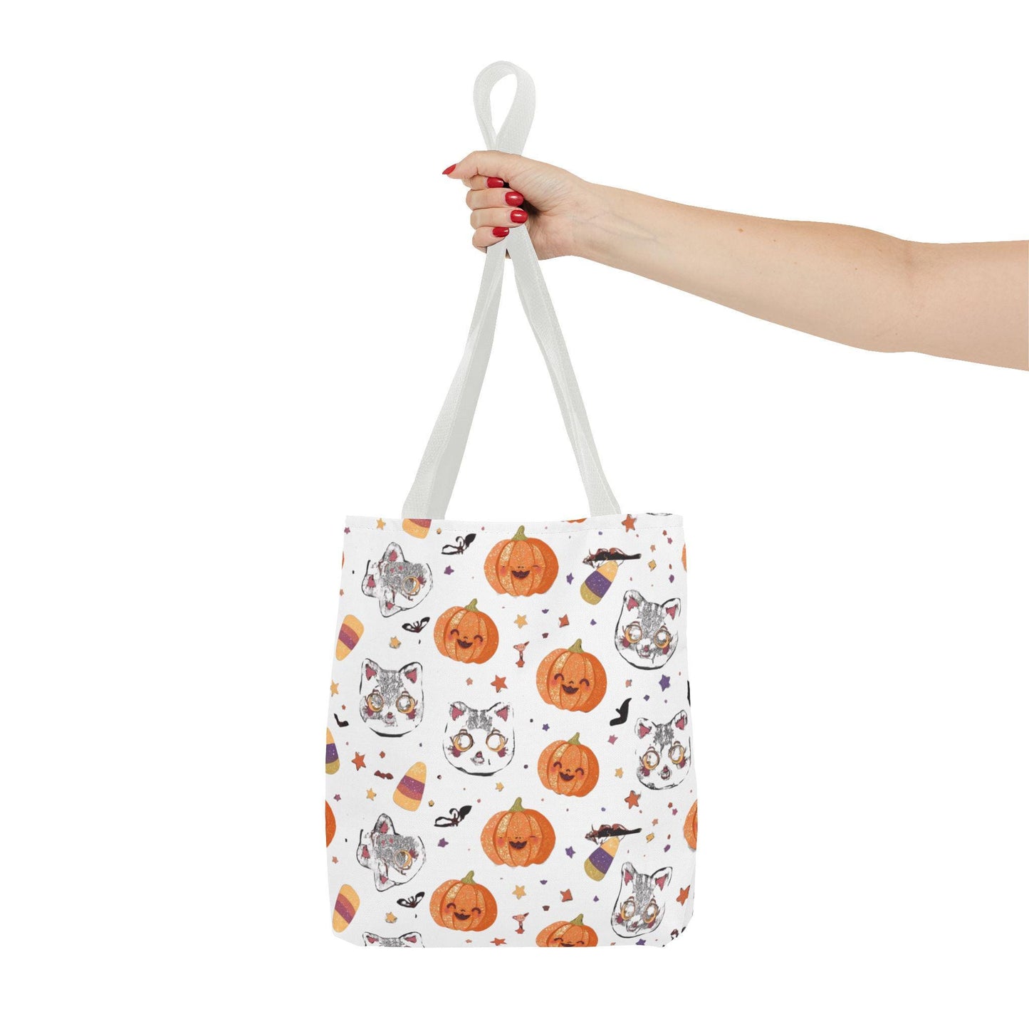 Halloween Cat & Pumpkin Tote Bag: Kawaii Fall Trick-or-Treat